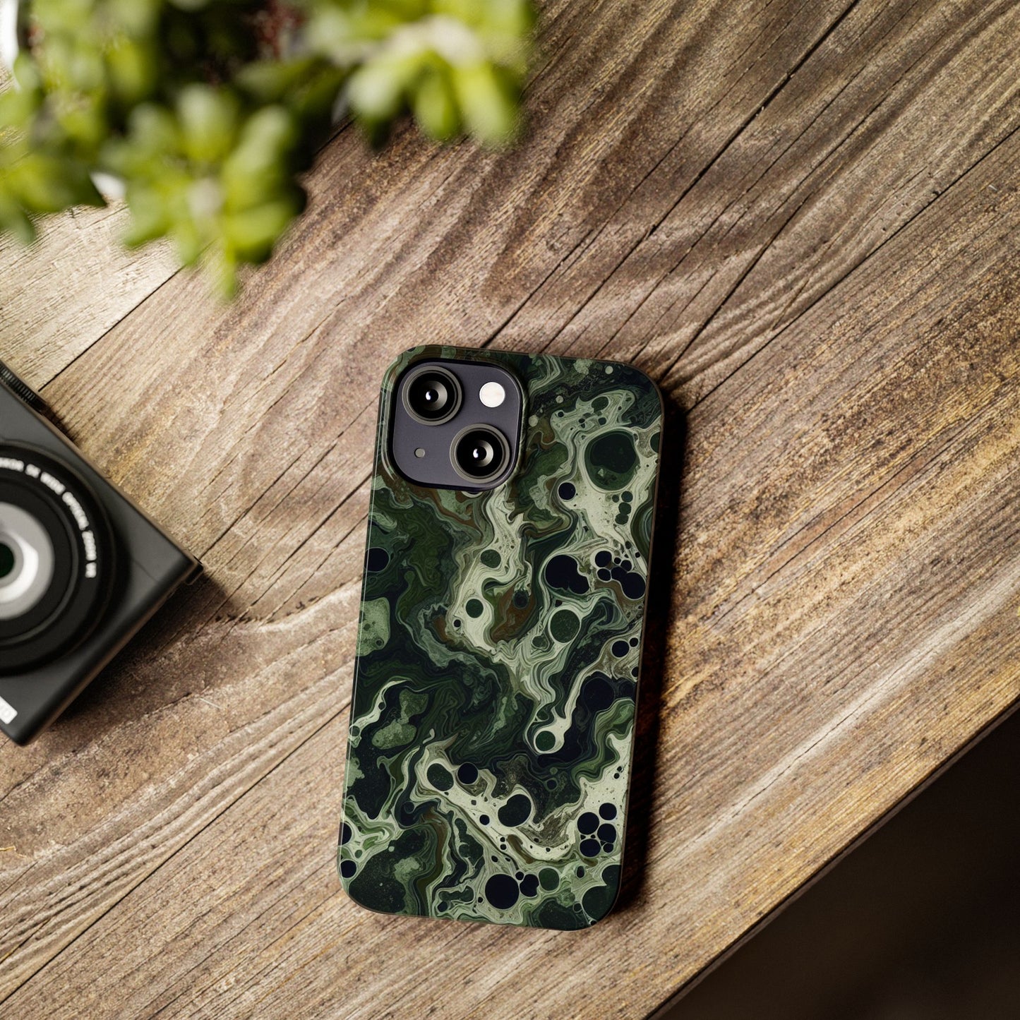 Marbled Green Slim Phone Case - Stylish Protection for Nature Lovers