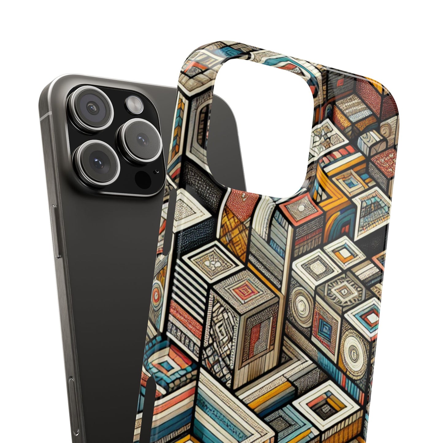 Artistic  Retro Geometric Slim Phone Case - Unique Abstract Design