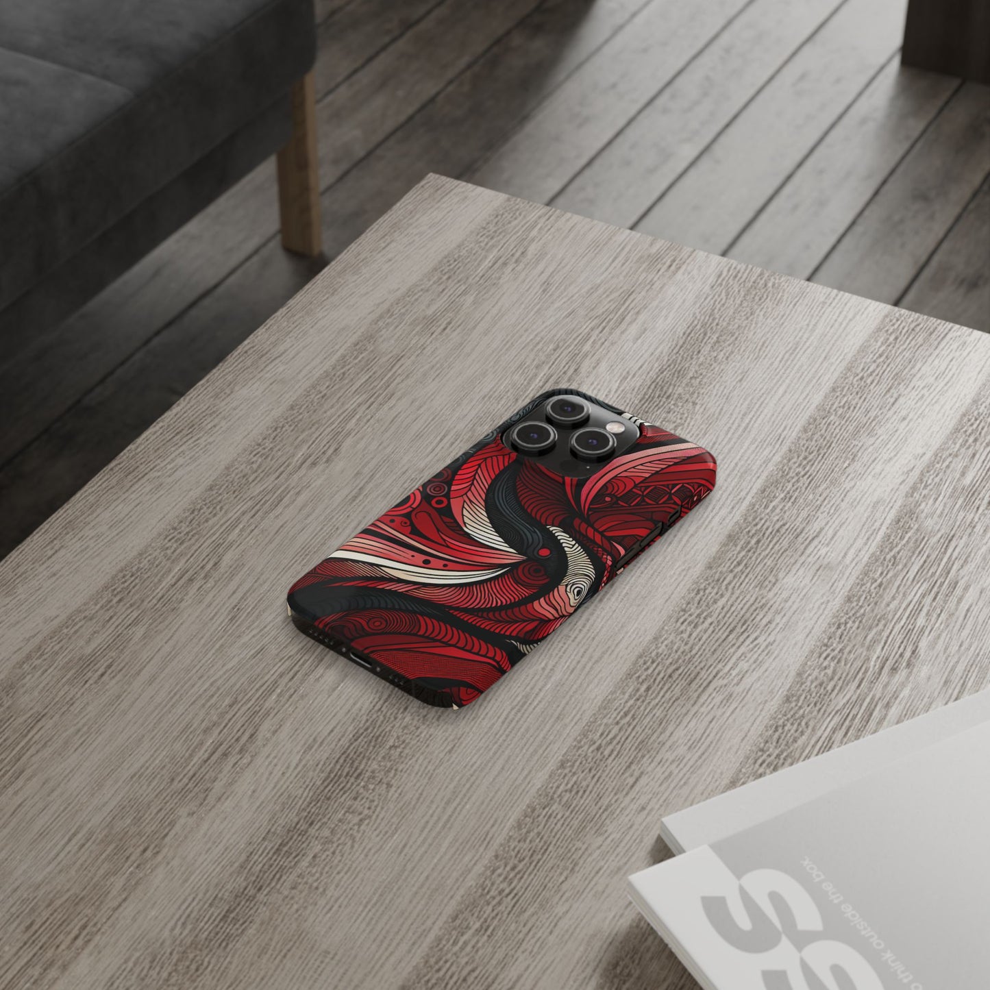 Artistic Red Swirl Slim Phone Case - Trendy Design for Stylish Protection