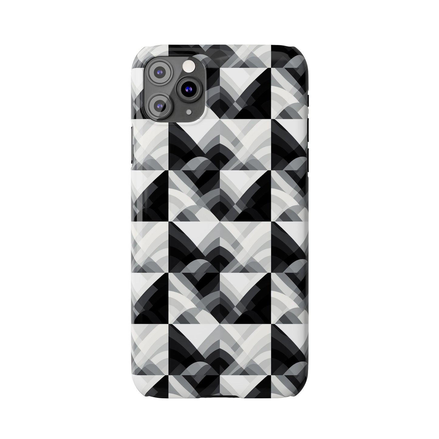 Stylish Black and Gray Slim Phone Case - Geometric Pattern for Modern Aesthetics