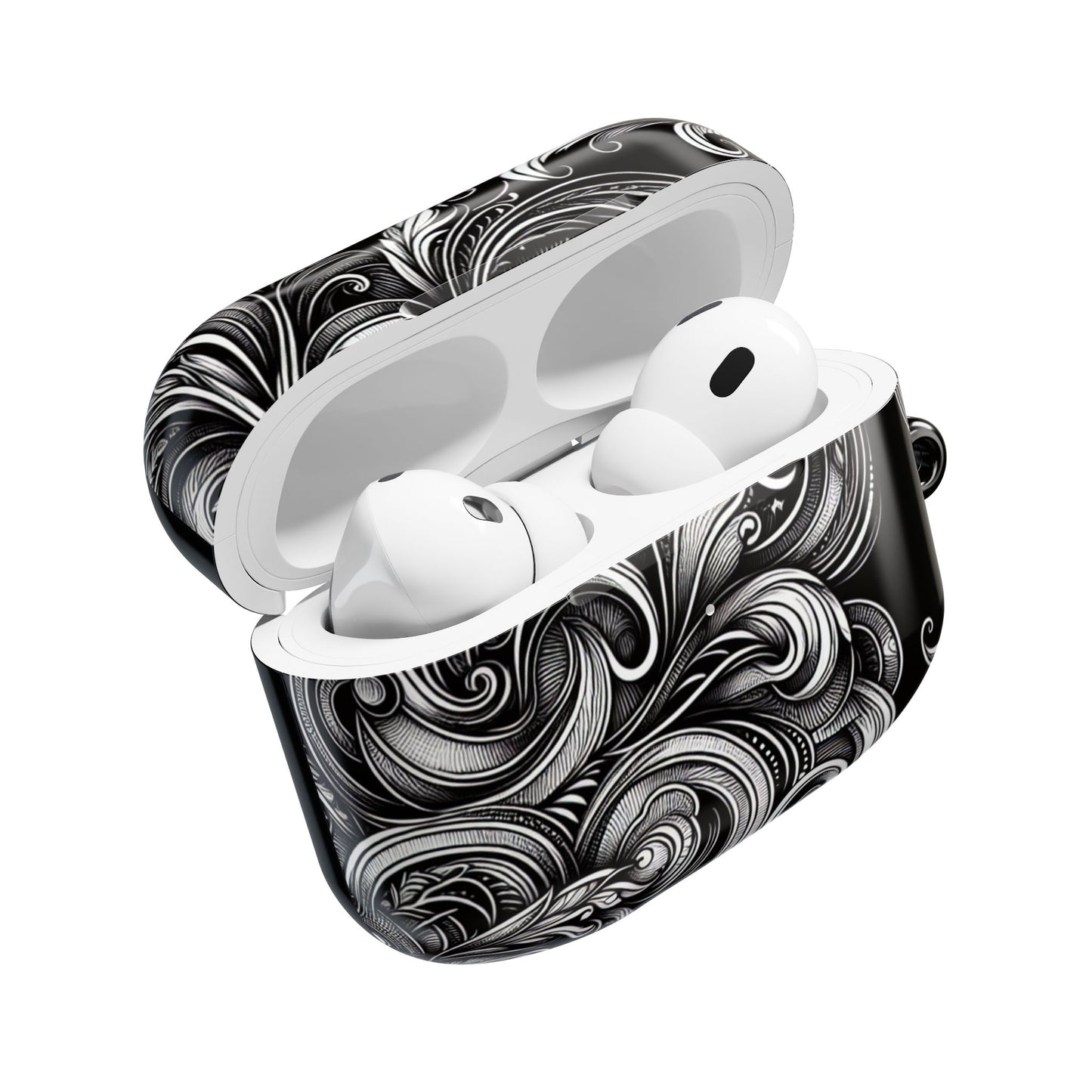 Artistic Black AirPod Case – Stylish Protection with Swirling Pattern