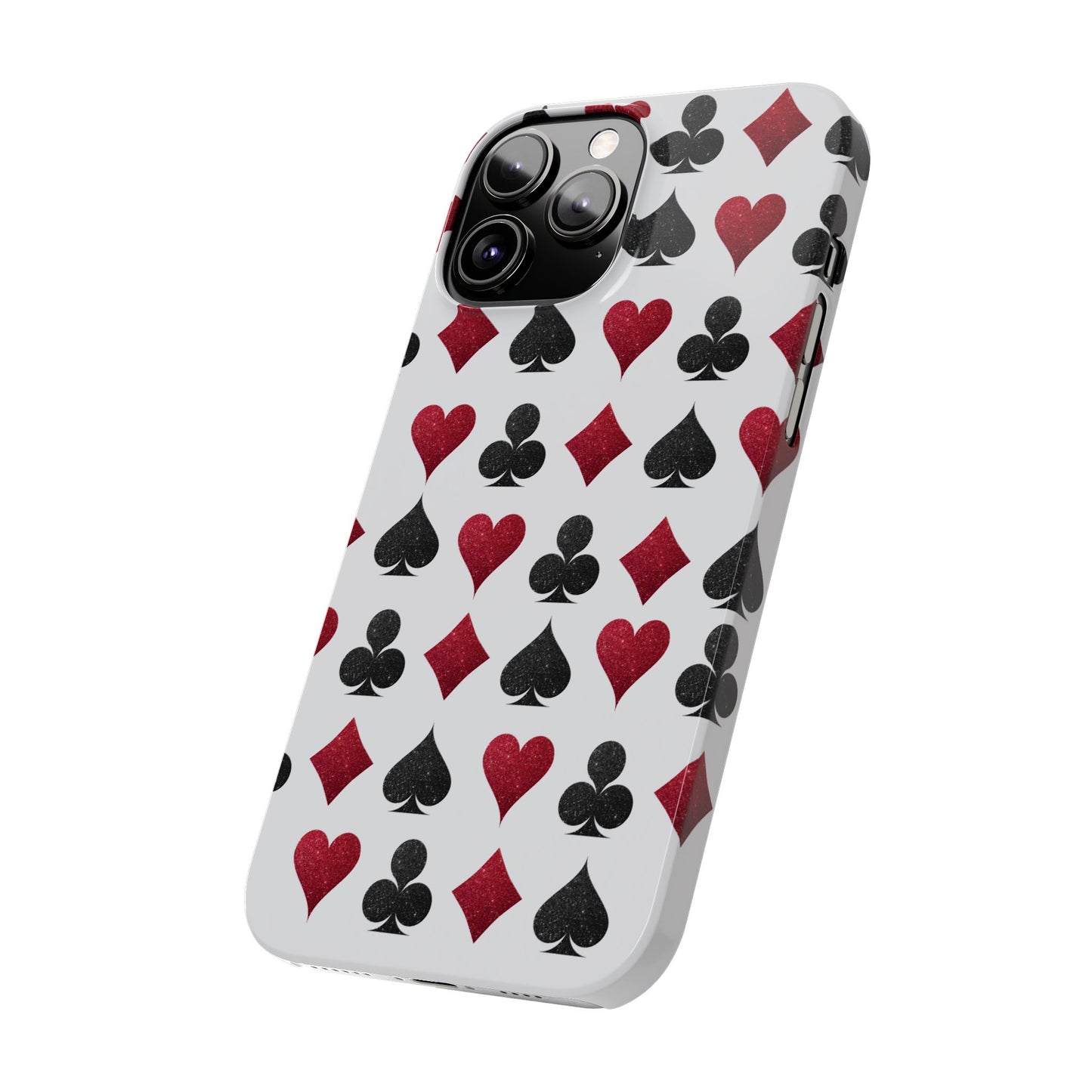 Stylish Playing Card Slim Phone Case - Red & Black Design