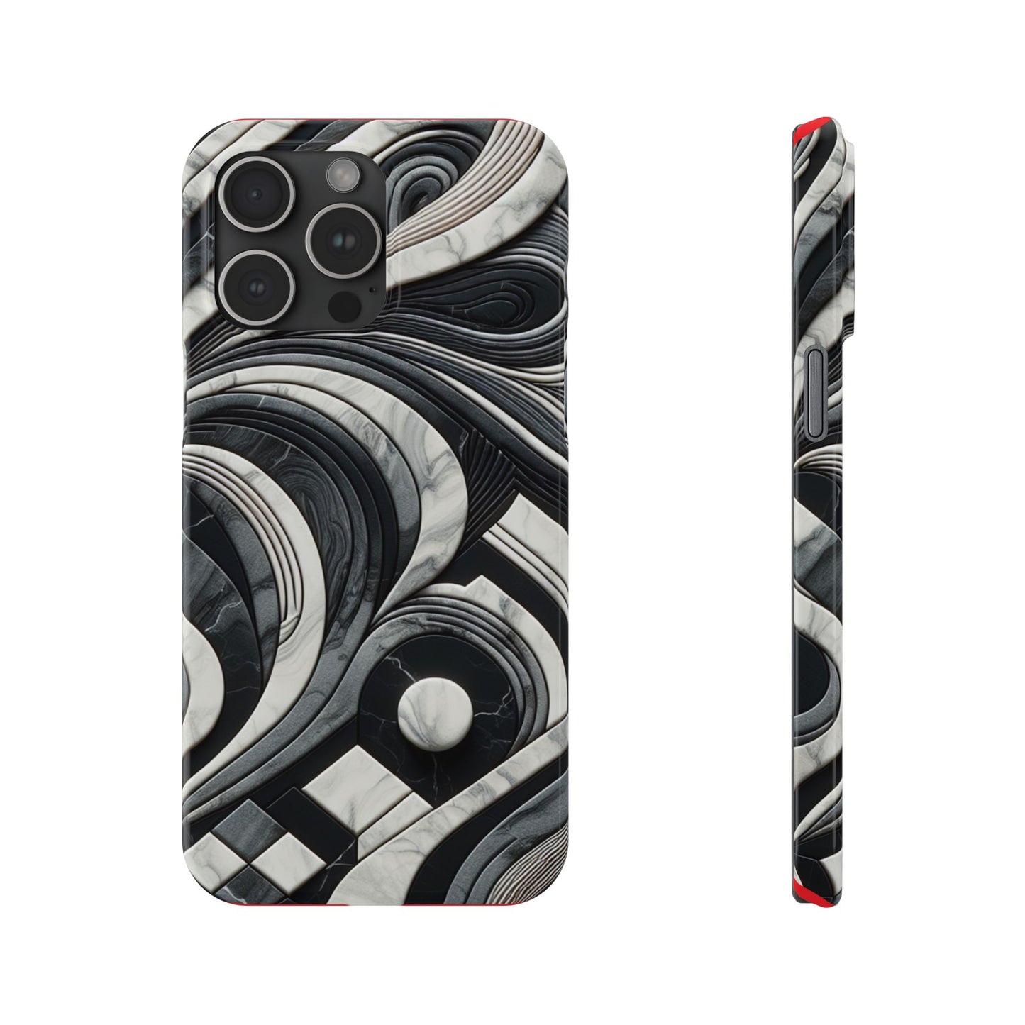 Elegant Marble Slim Phone Case - Stylish Black & White Design