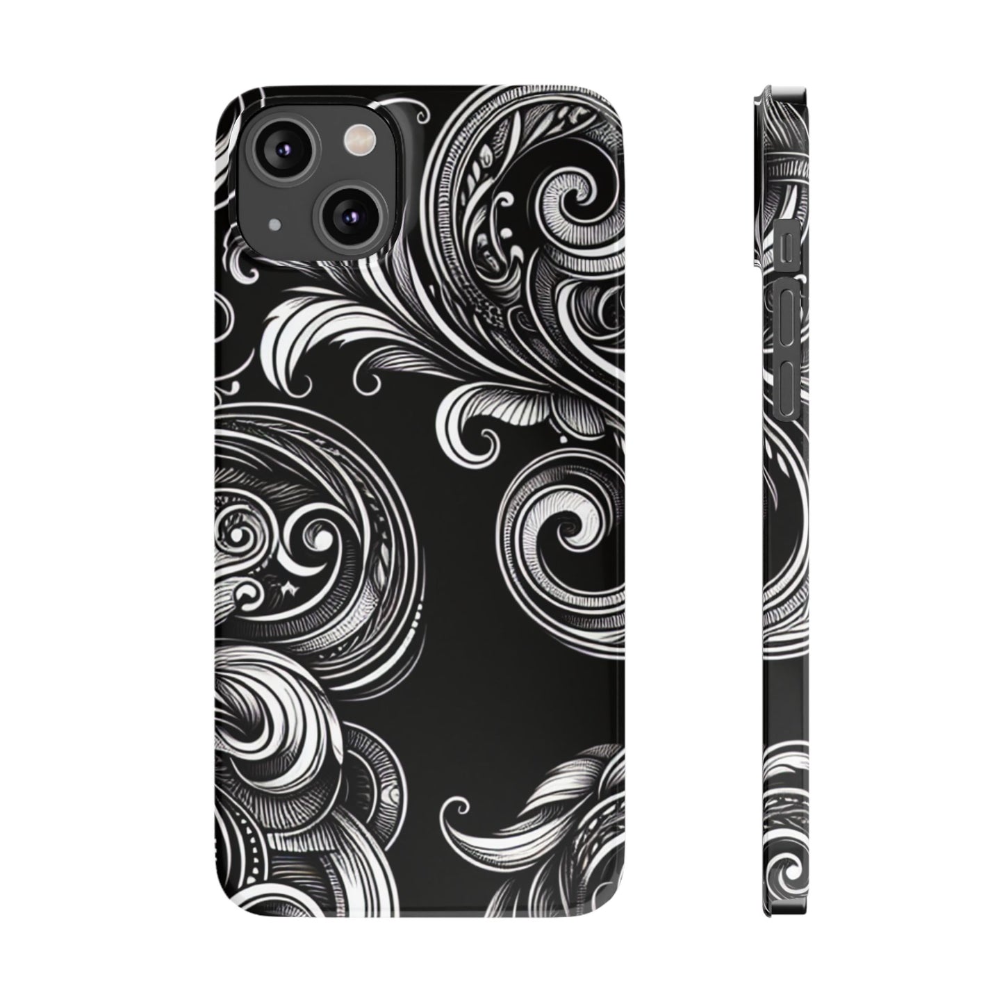 Elegant Black Swirl Slim Phone Case - Artistic Design for All Occasions