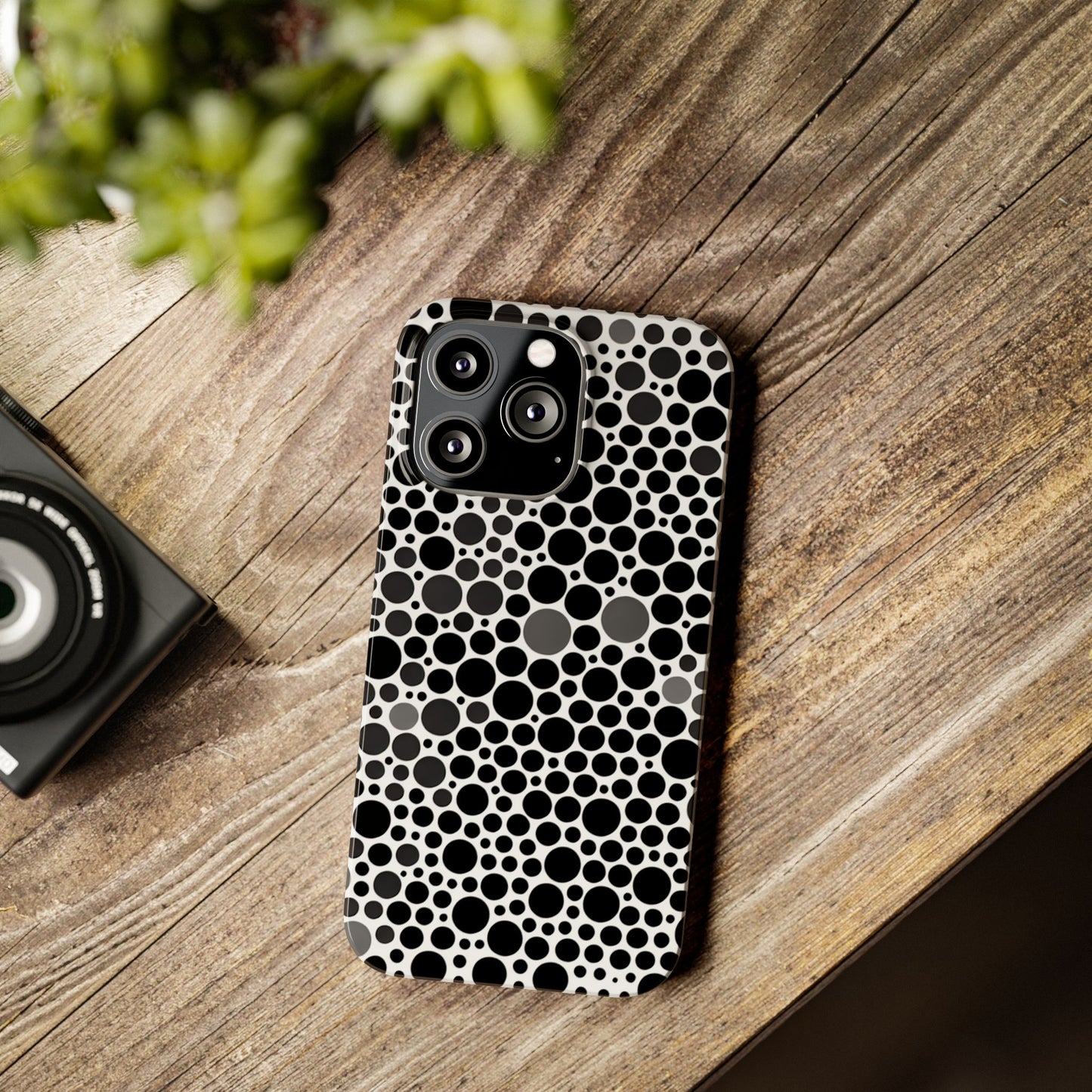 Modern Black Polka Dot Slim Phone Case - Stylish & Protective Cover