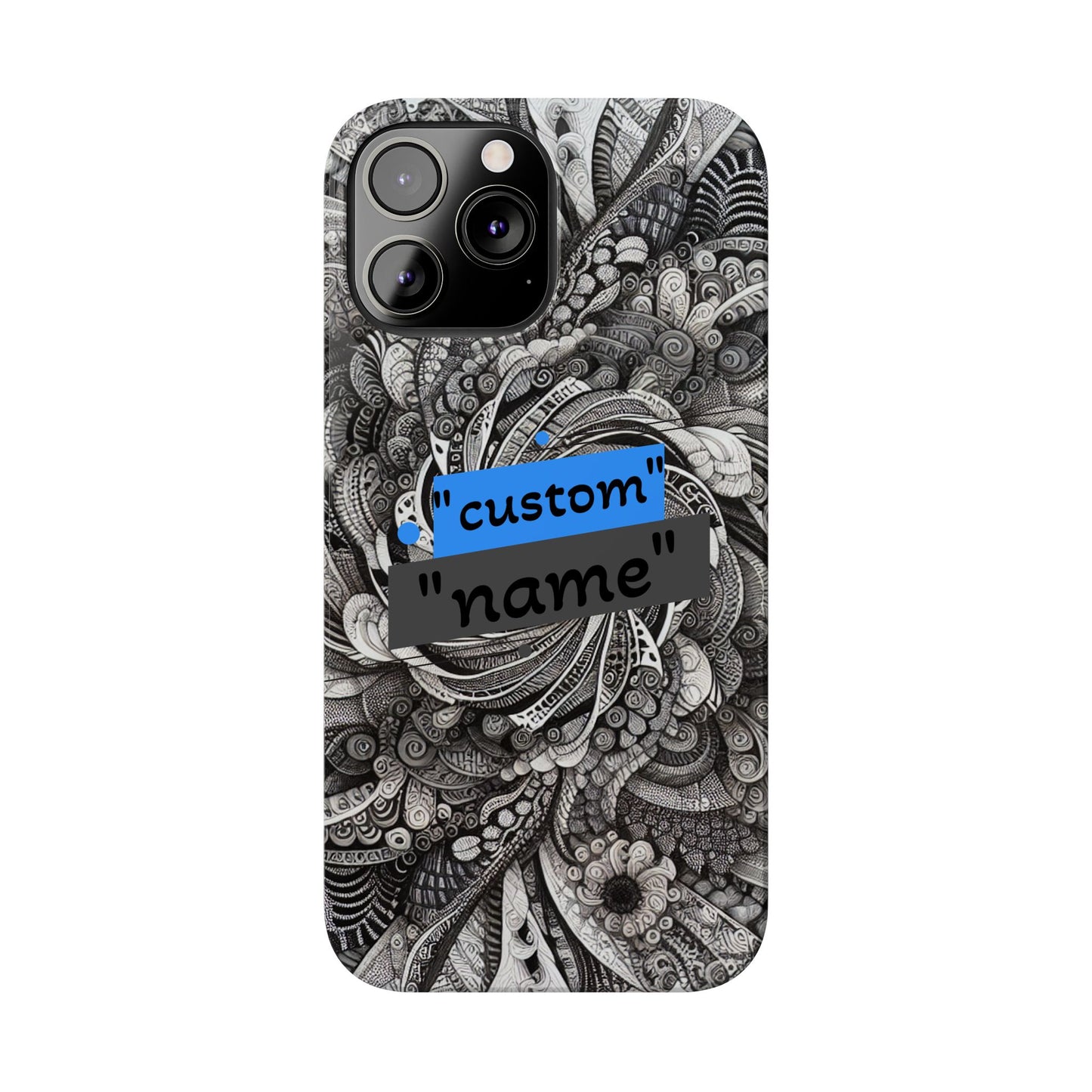 Customizable Slim Phone Cases - Personalized Black Swirl Design