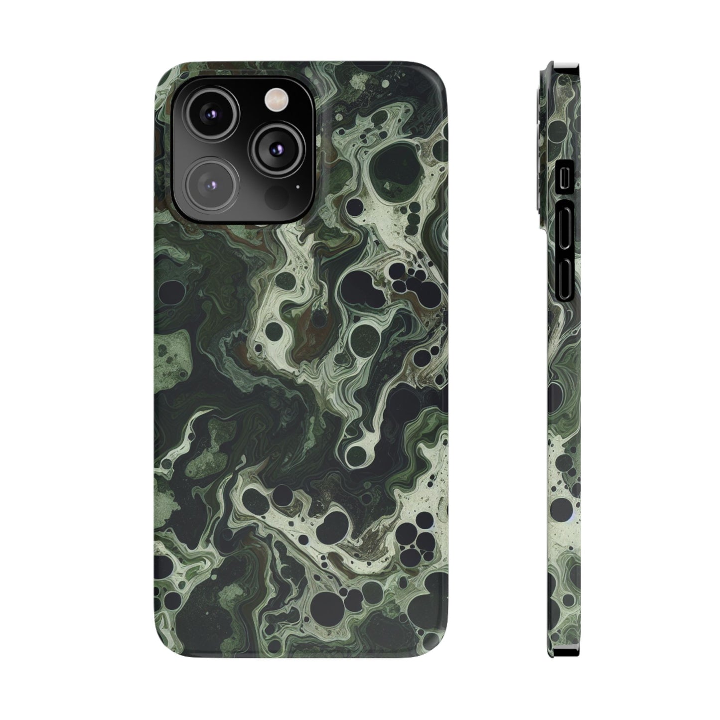 Marbled Green Slim Phone Case - Stylish Protection for Nature Lovers