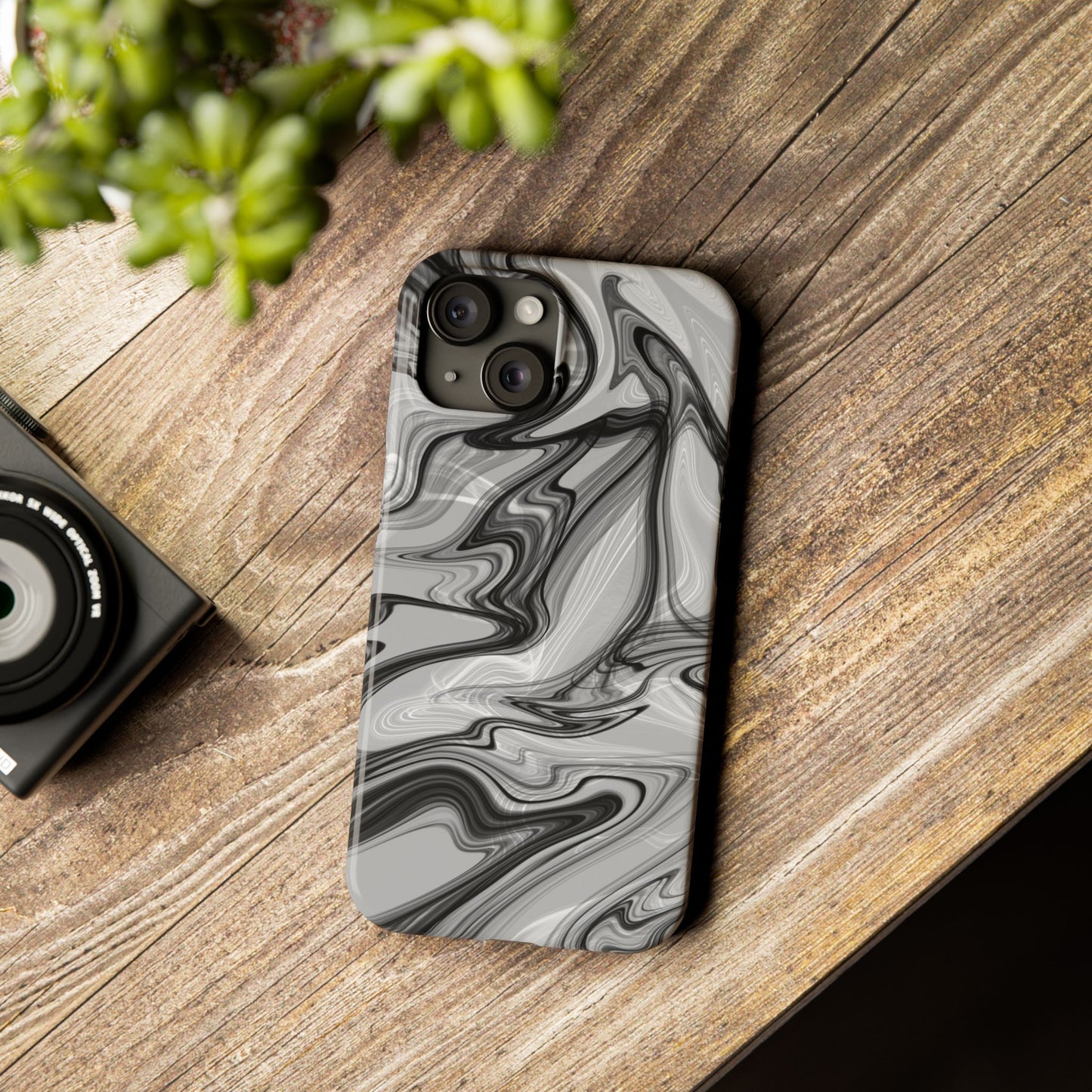 Stylish Black and Gray Abstract Slim Phone Case