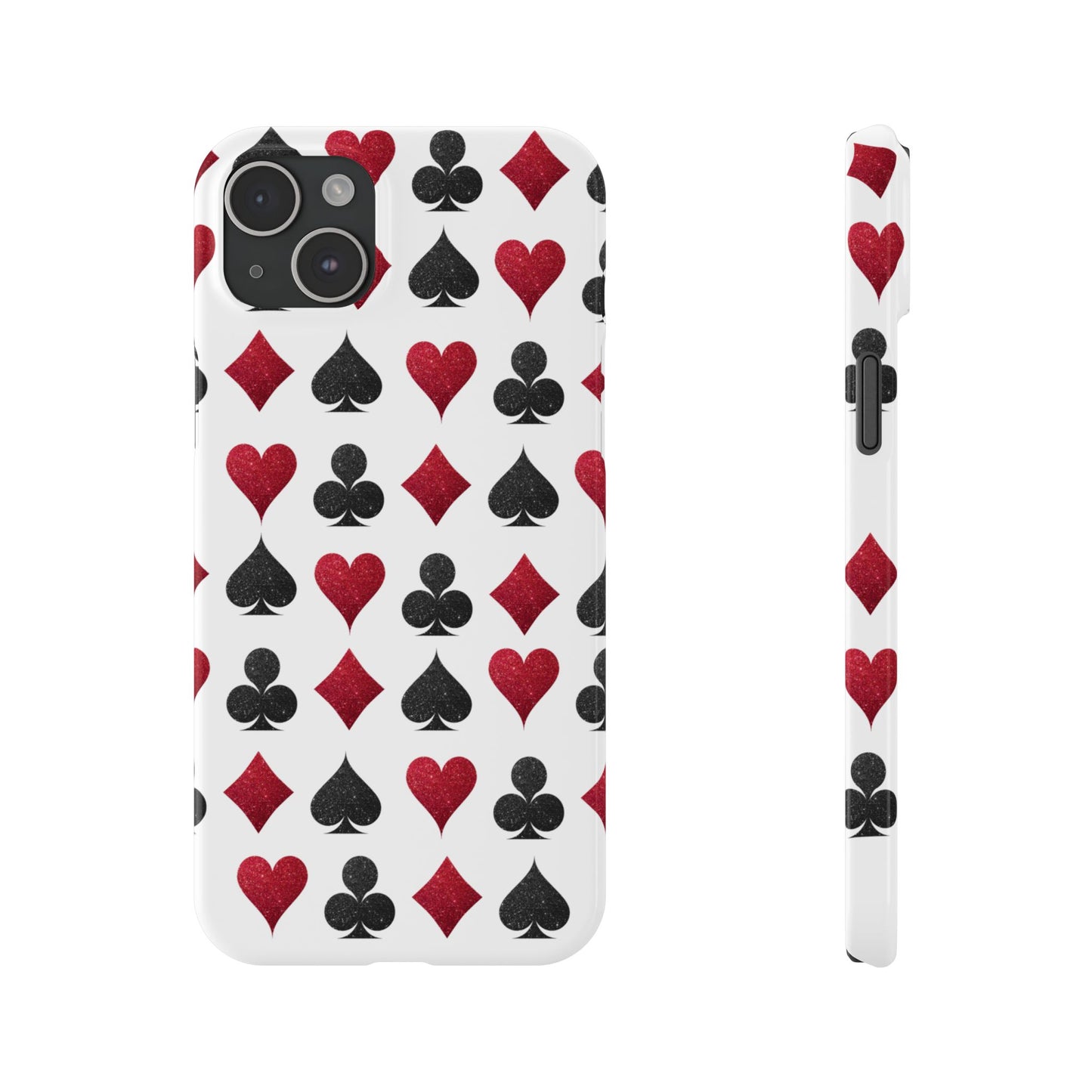 Stylish Playing Card Slim Phone Case - Red & Black Design