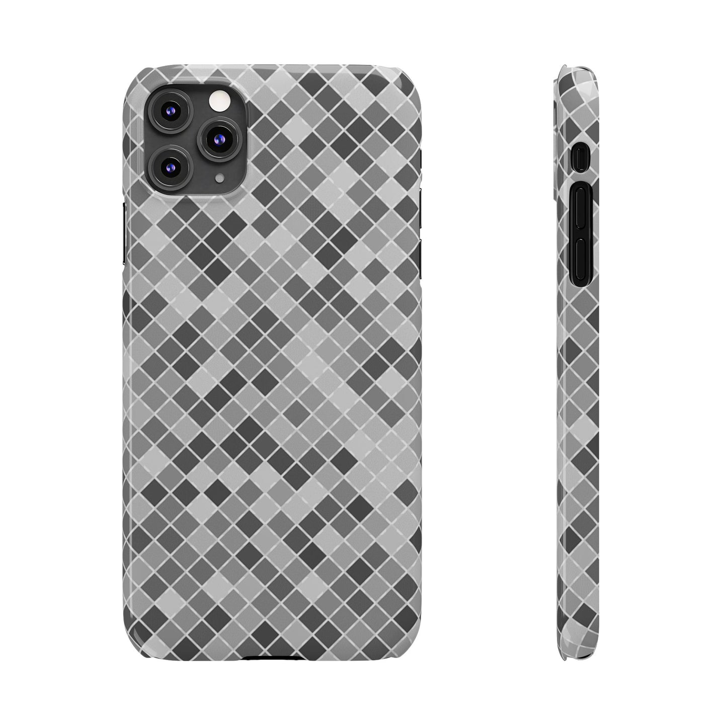 Chic Grey Mosaic Slim Phone Case - Stylish Protection for Modern Lifestyle