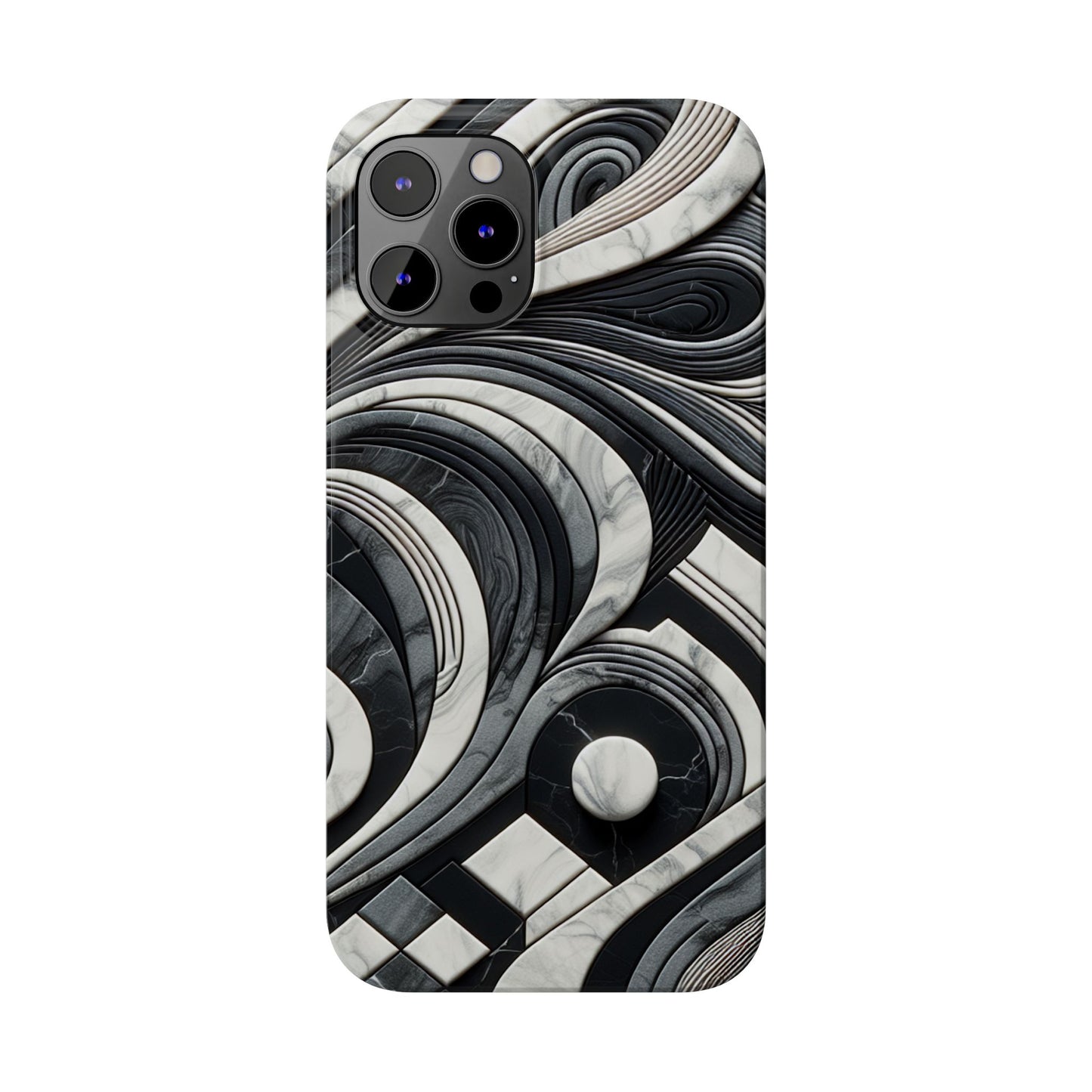 Elegant Marble Slim Phone Case - Stylish Black & White Design