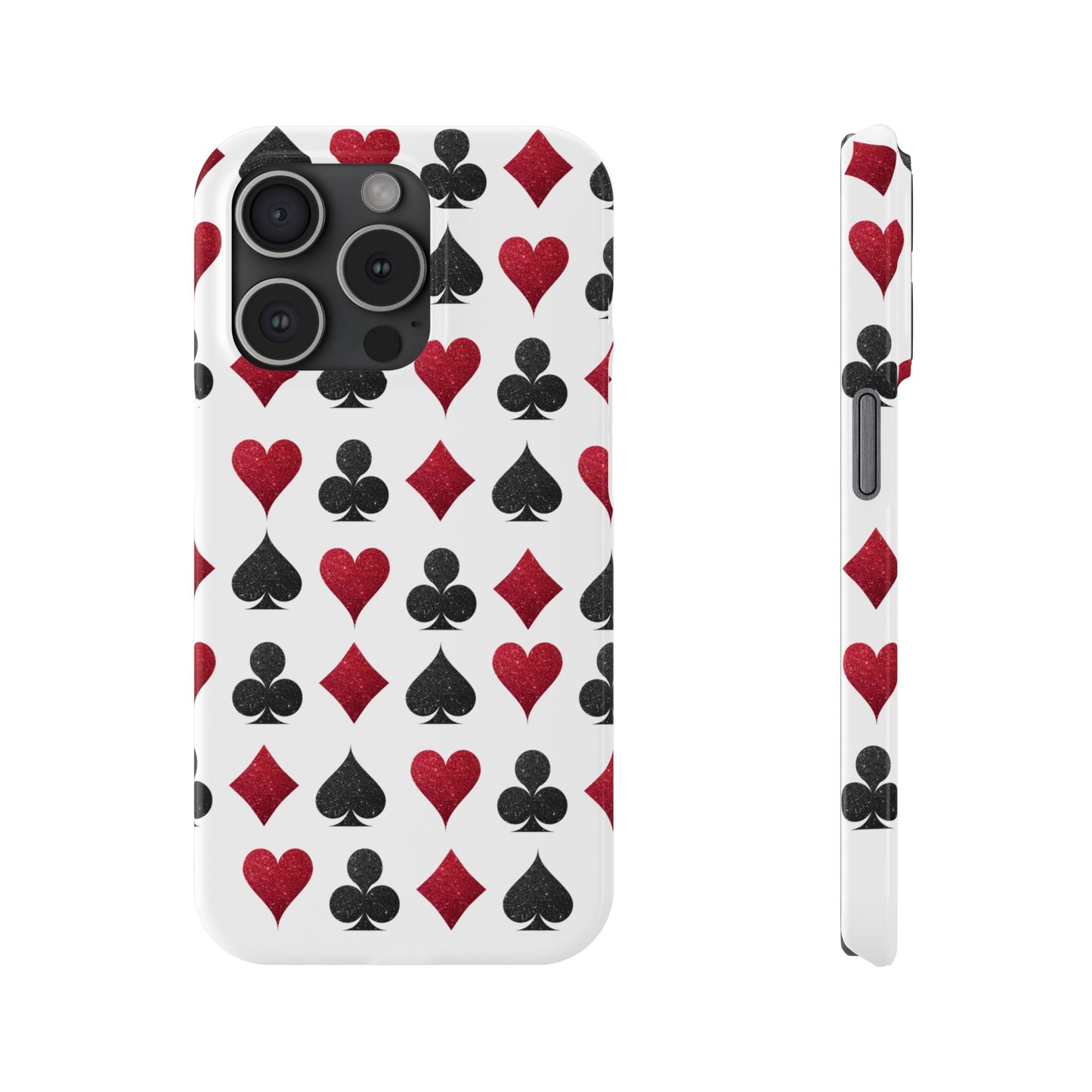 Stylish Playing Card Slim Phone Case - Red & Black Design