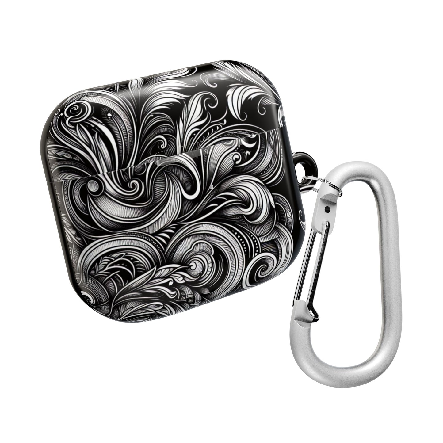 Artistic Black AirPod Case – Stylish Protection with Swirling Pattern