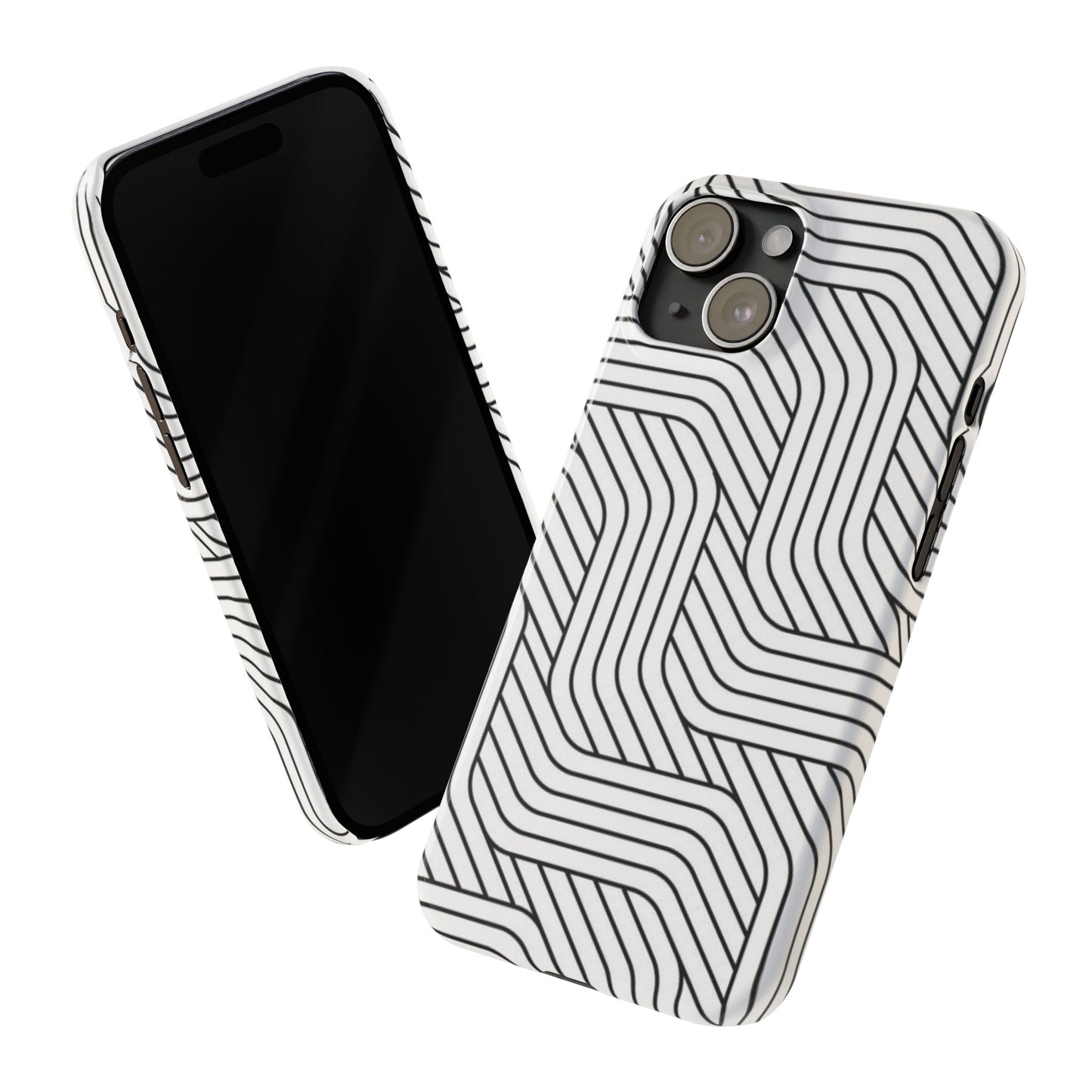 Stylish Geometric Slim Phone Case - Sleek Black and White Design for Minimalist Aesthetics