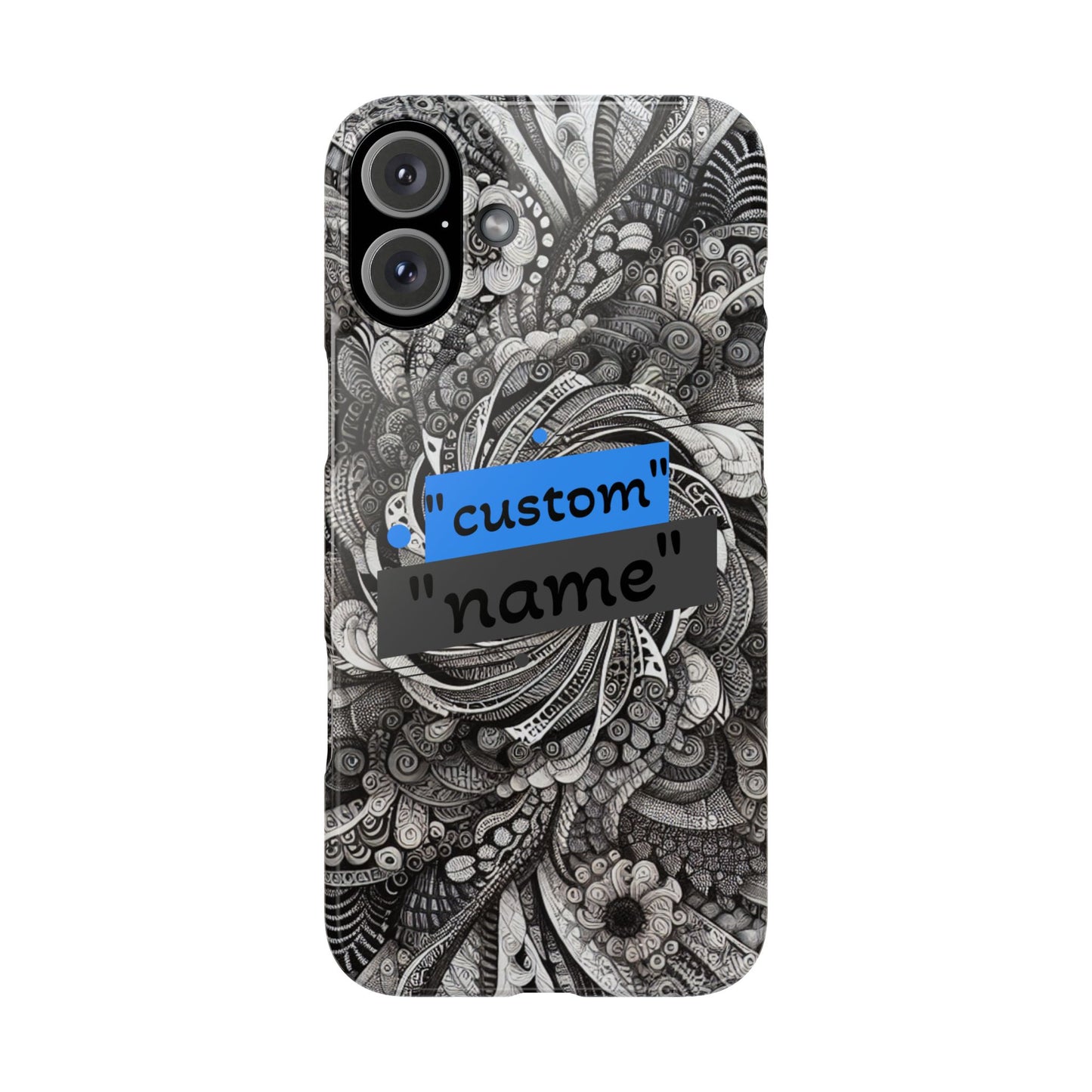 Customizable Slim Phone Cases - Personalized Black Swirl Design