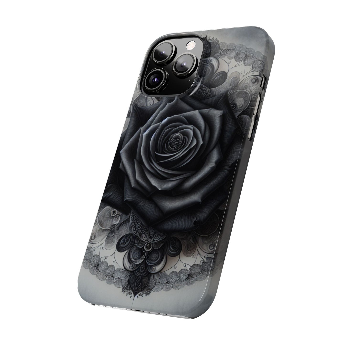 Elegant Black Rose Slim Phone Case for Stylish Protection