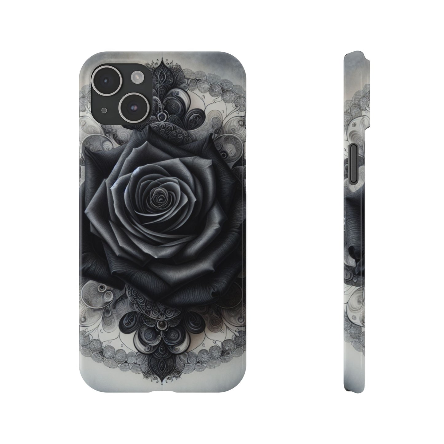 Elegant Black Rose Slim Phone Case for Stylish Protection