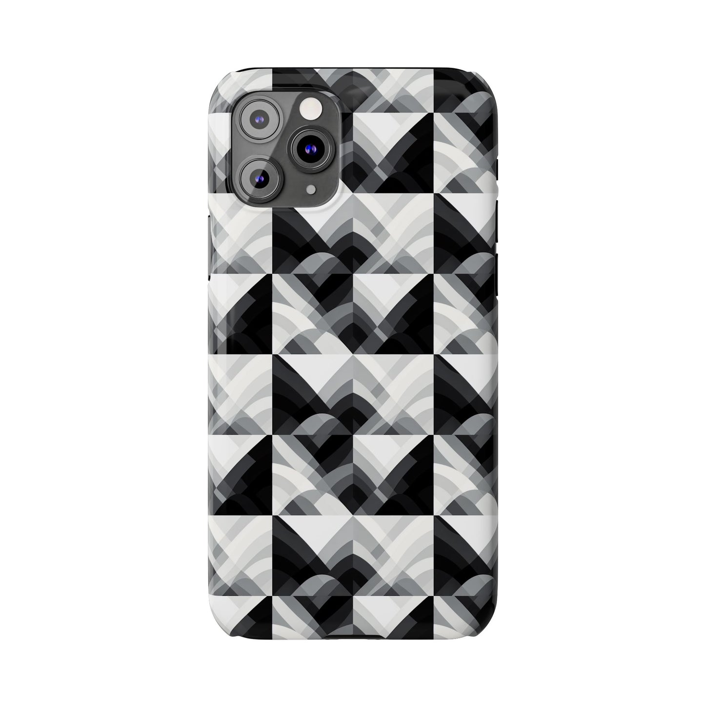 Stylish Black and Gray Slim Phone Case - Geometric Pattern for Modern Aesthetics