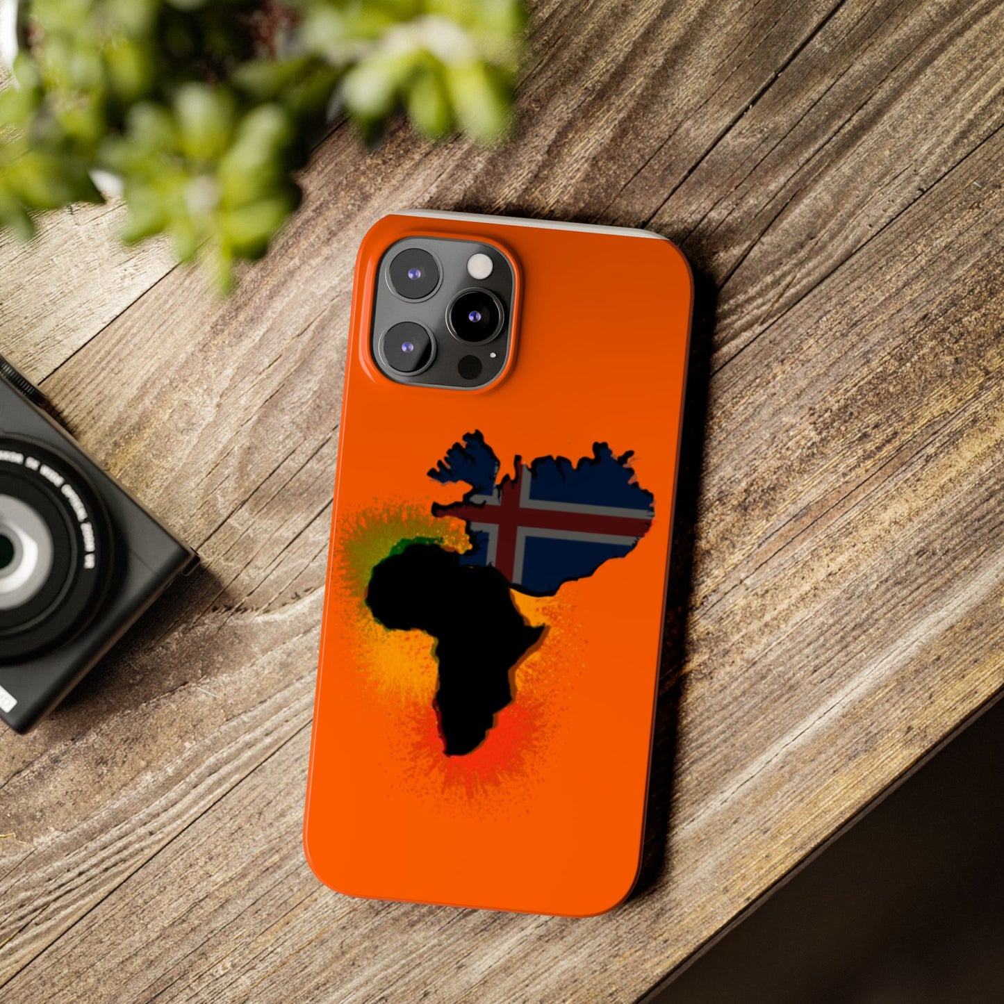 Bold African Map Slim Phone Case with Icelandic Flag