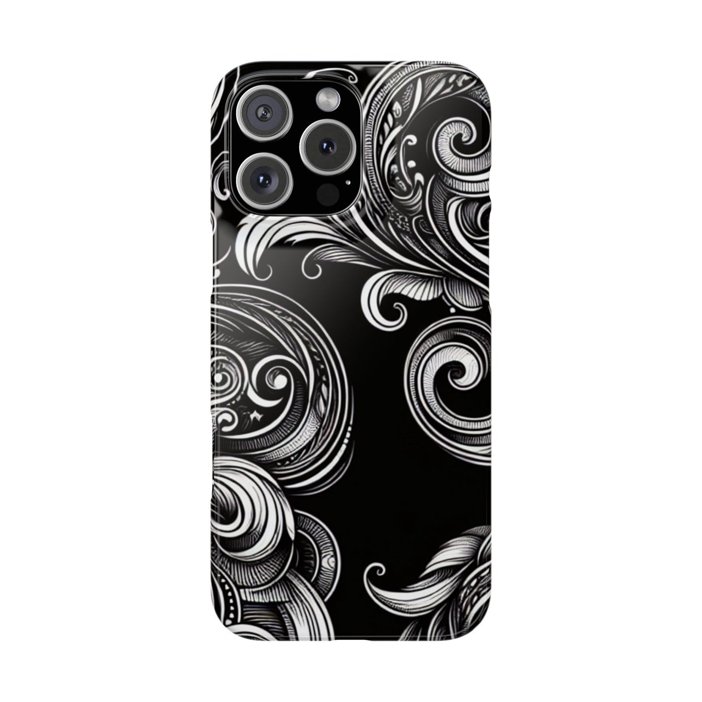 Elegant Black Swirl Slim Phone Case - Artistic Design for All Occasions