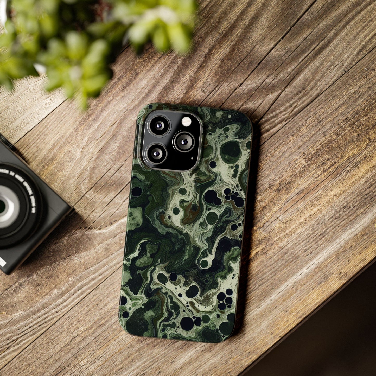 Marbled Green Slim Phone Case - Stylish Protection for Nature Lovers