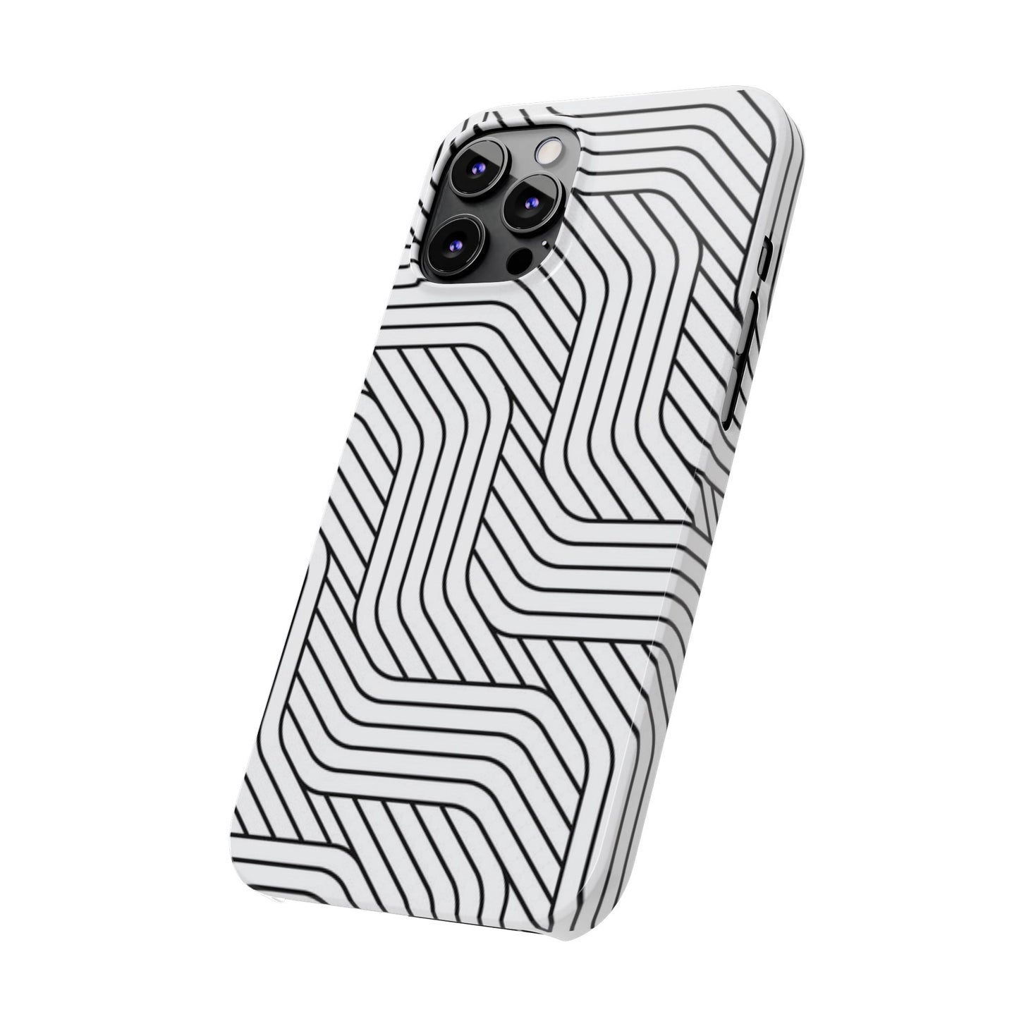 Stylish Geometric Slim Phone Case - Sleek Black and White Design for Minimalist Aesthetics