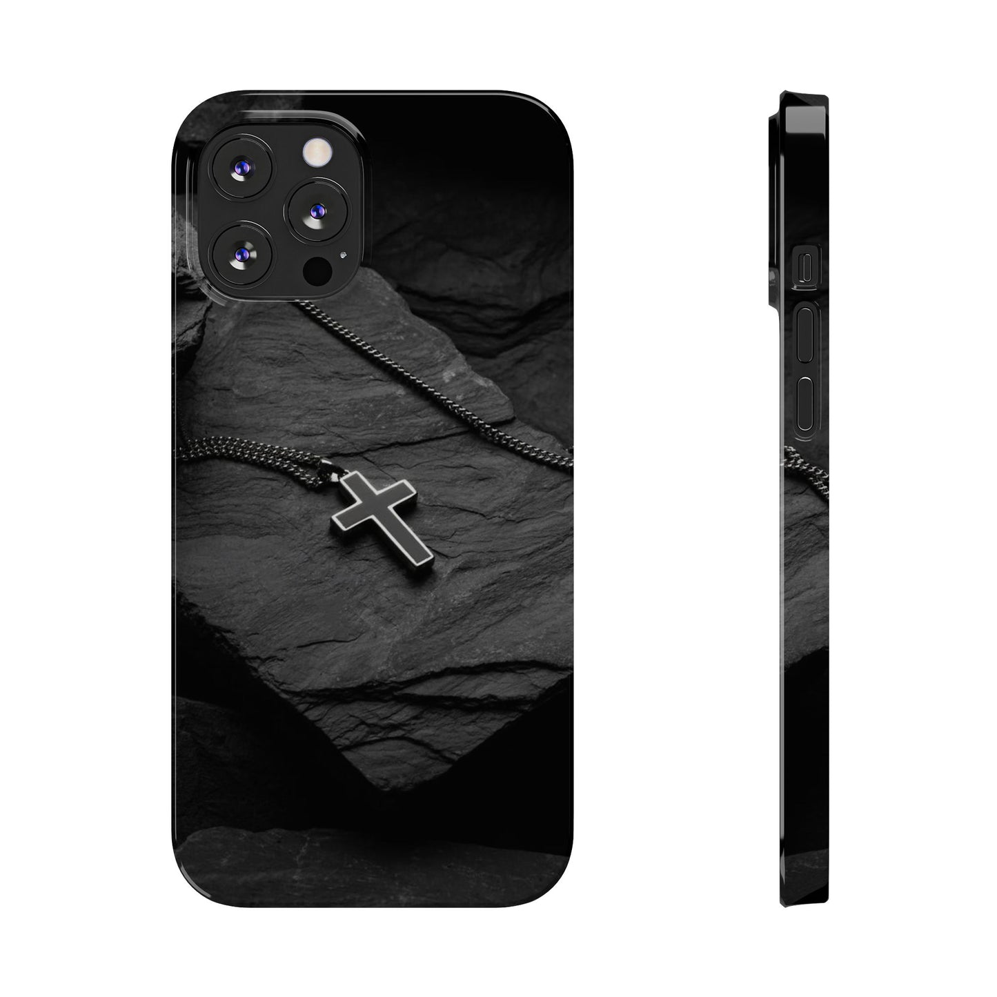 Minimalist Black Cross Slim Phone Case - Stylish & Modern Design