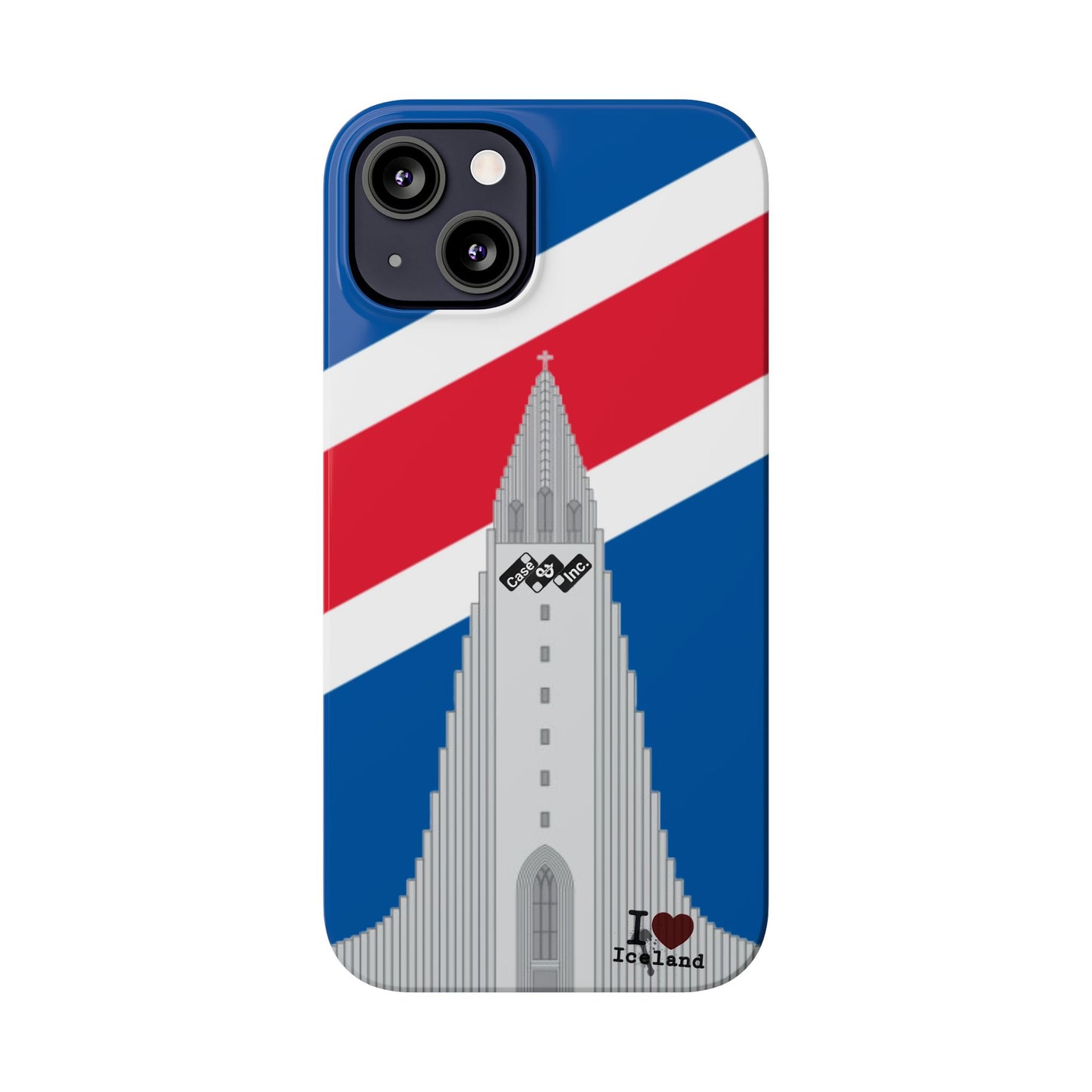 I Love Iceland Slim Phone Case - Colorful Reykjavík Landmark Design