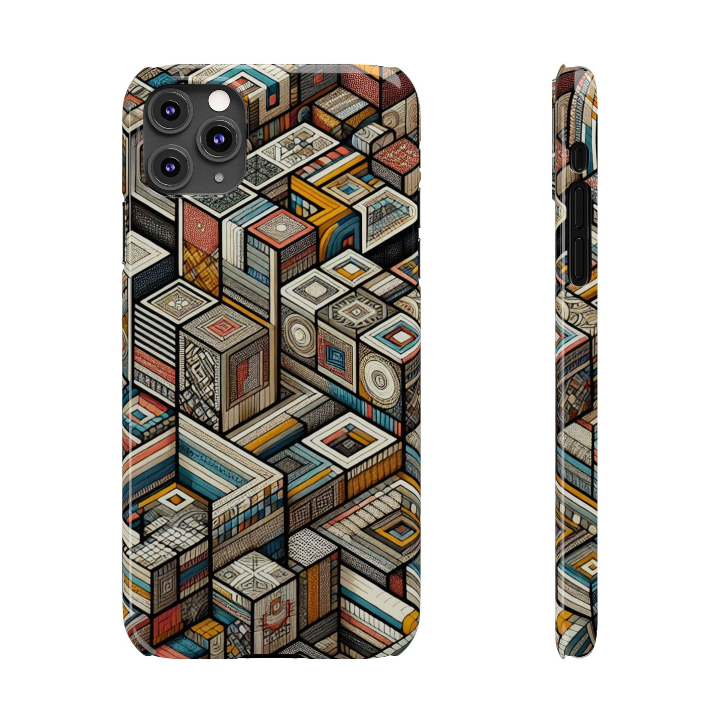 Artistic  Retro Geometric Slim Phone Case - Unique Abstract Design