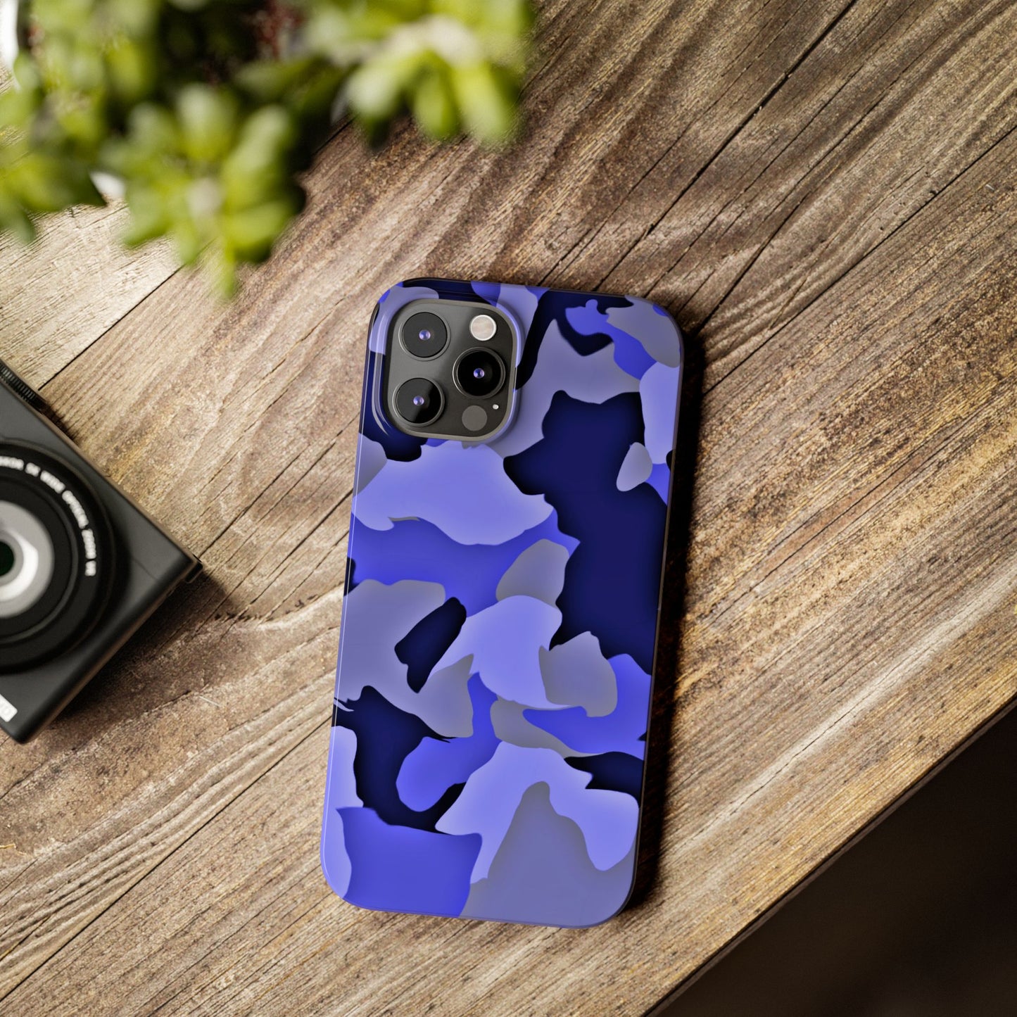 Stylish Slim Phone Case - Blue Abstract Camo Design for Trendsetters