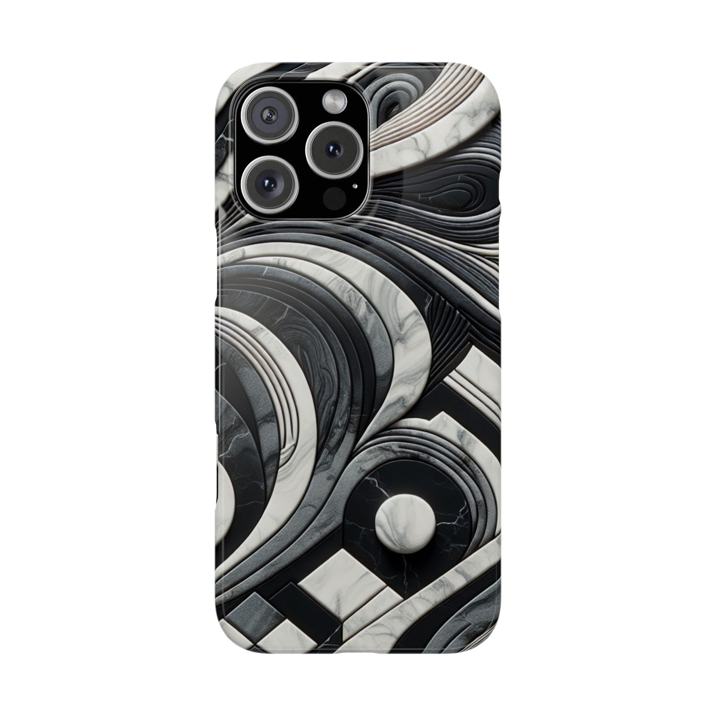 Elegant Marble Slim Phone Case - Stylish Black & White Design