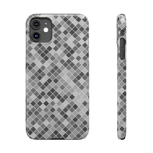 Chic Grey Mosaic Slim Phone Case - Stylish Protection for Modern Lifestyle