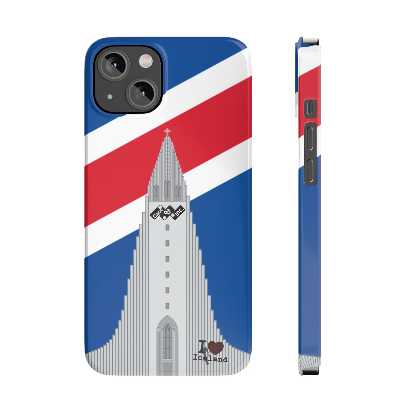 I Love Iceland Slim Phone Case - Colorful Reykjavík Landmark Design