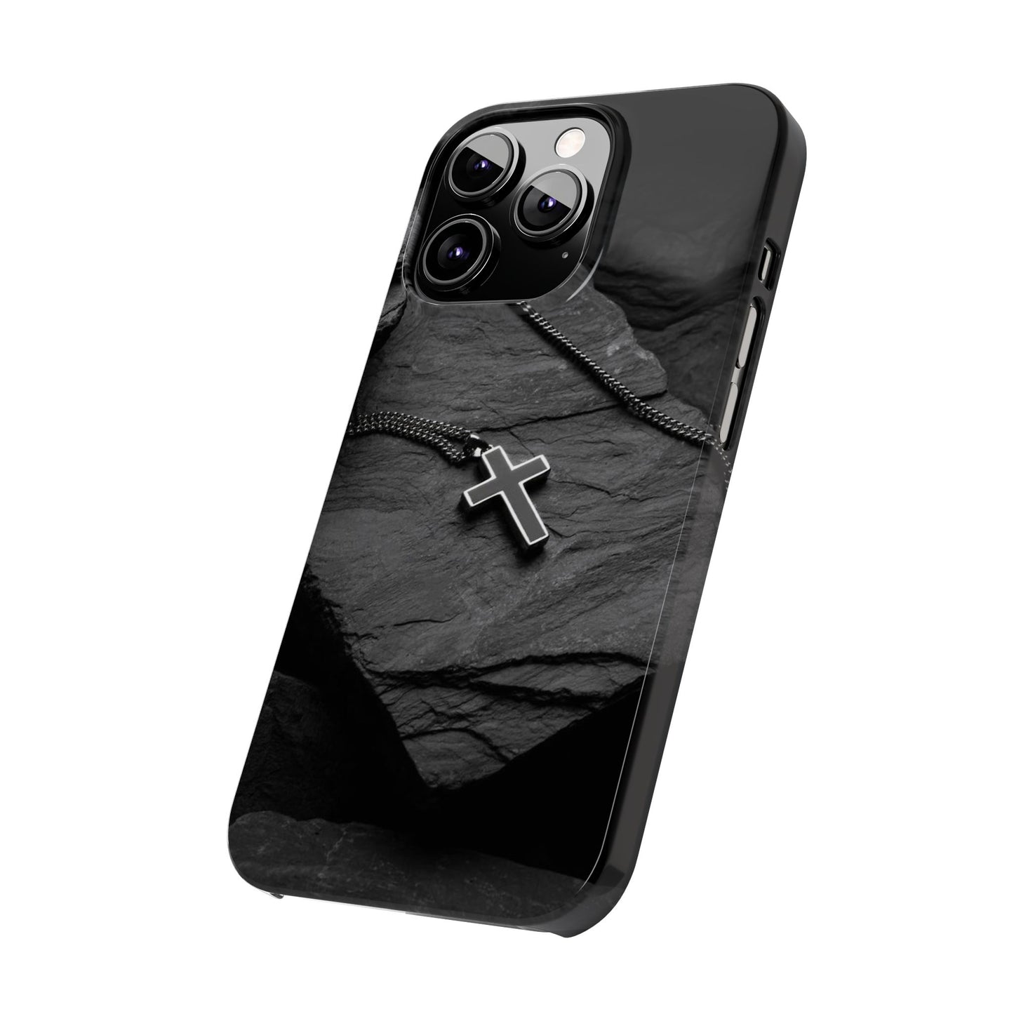 Minimalist Black Cross Slim Phone Case - Stylish & Modern Design