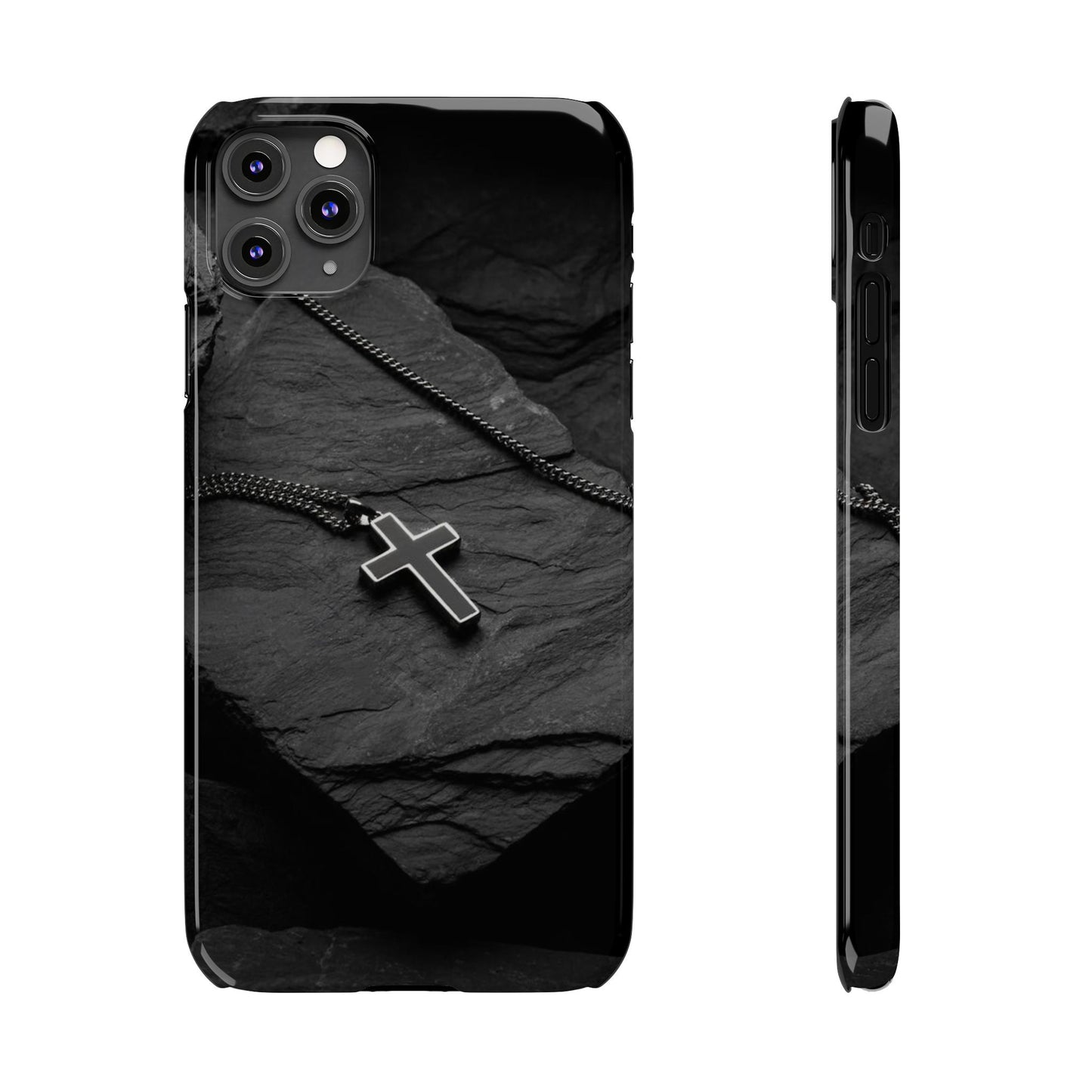 Minimalist Black Cross Slim Phone Case - Stylish & Modern Design