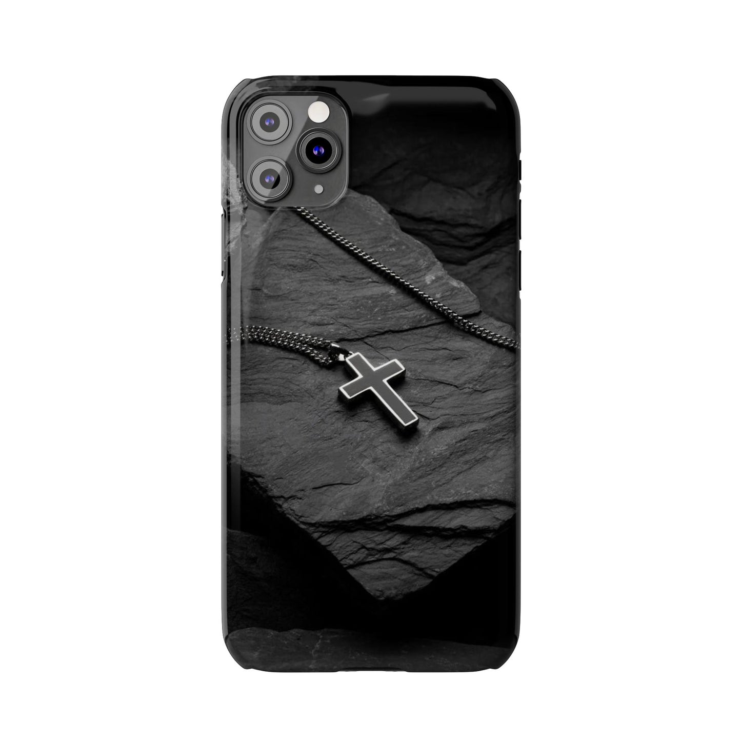 Minimalist Black Cross Slim Phone Case - Stylish & Modern Design