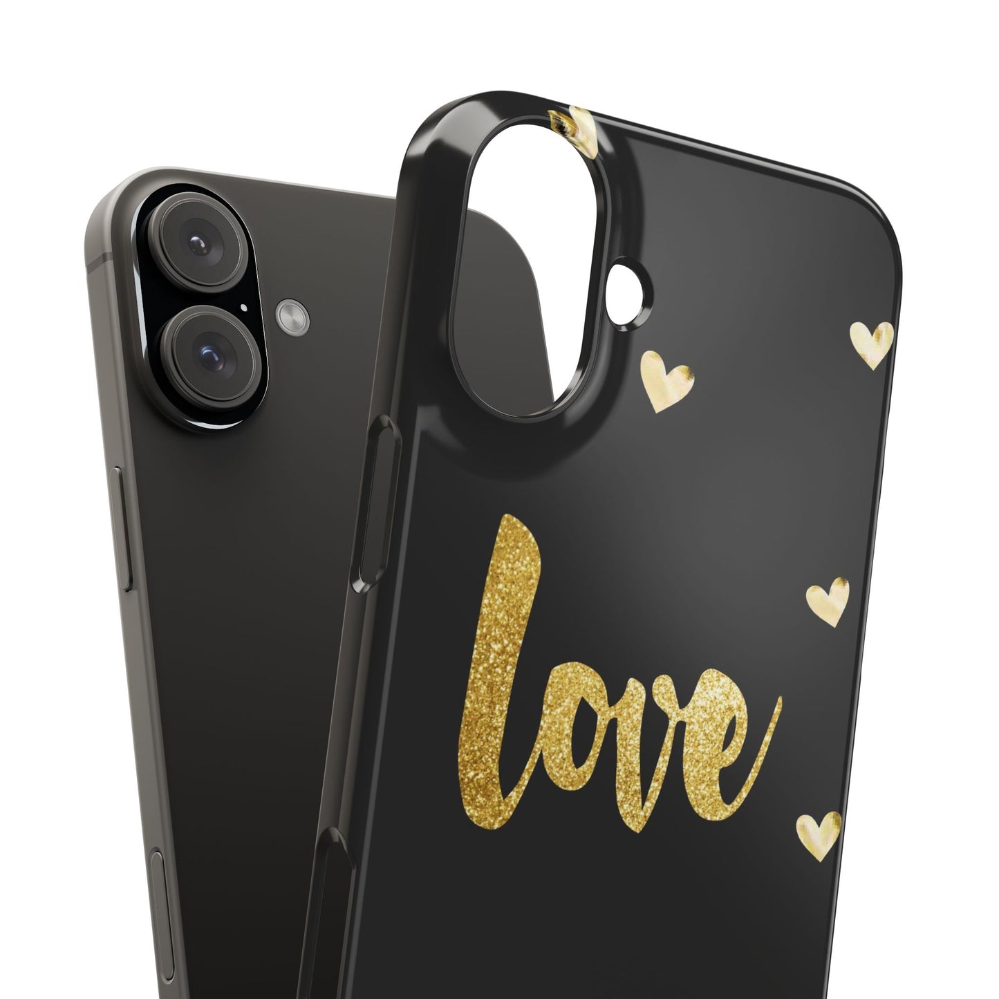 Glitter Love Slim Phone Case - Stylish Black Love Design