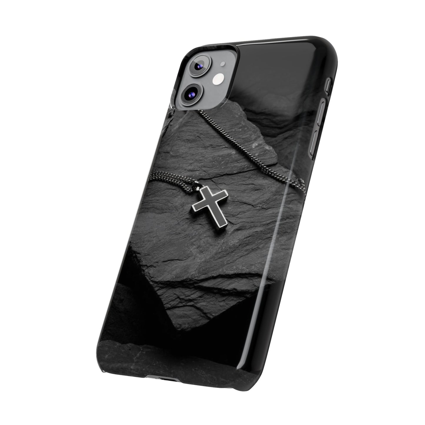 Minimalist Black Cross Slim Phone Case - Stylish & Modern Design