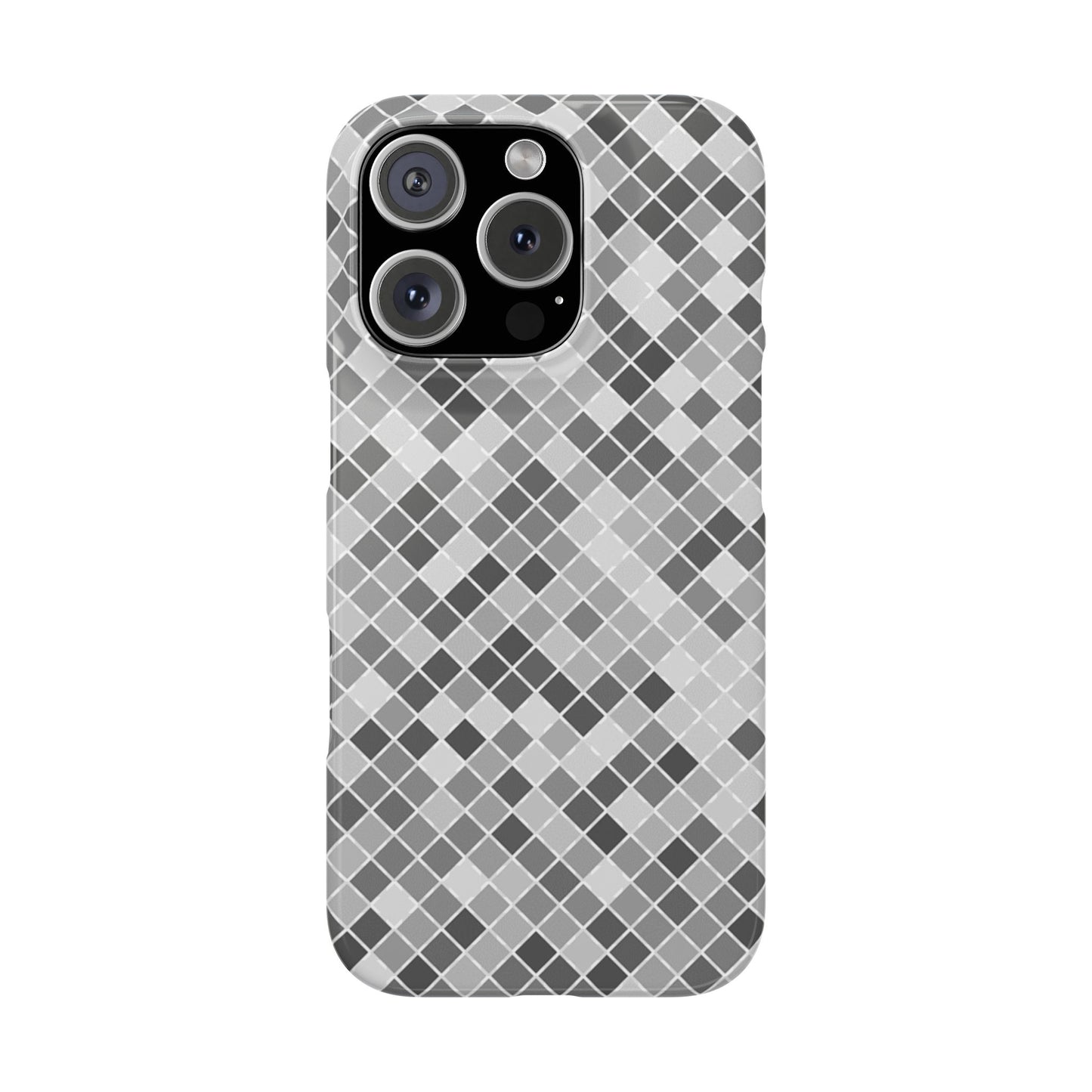 Chic Grey Mosaic Slim Phone Case - Stylish Protection for Modern Lifestyle