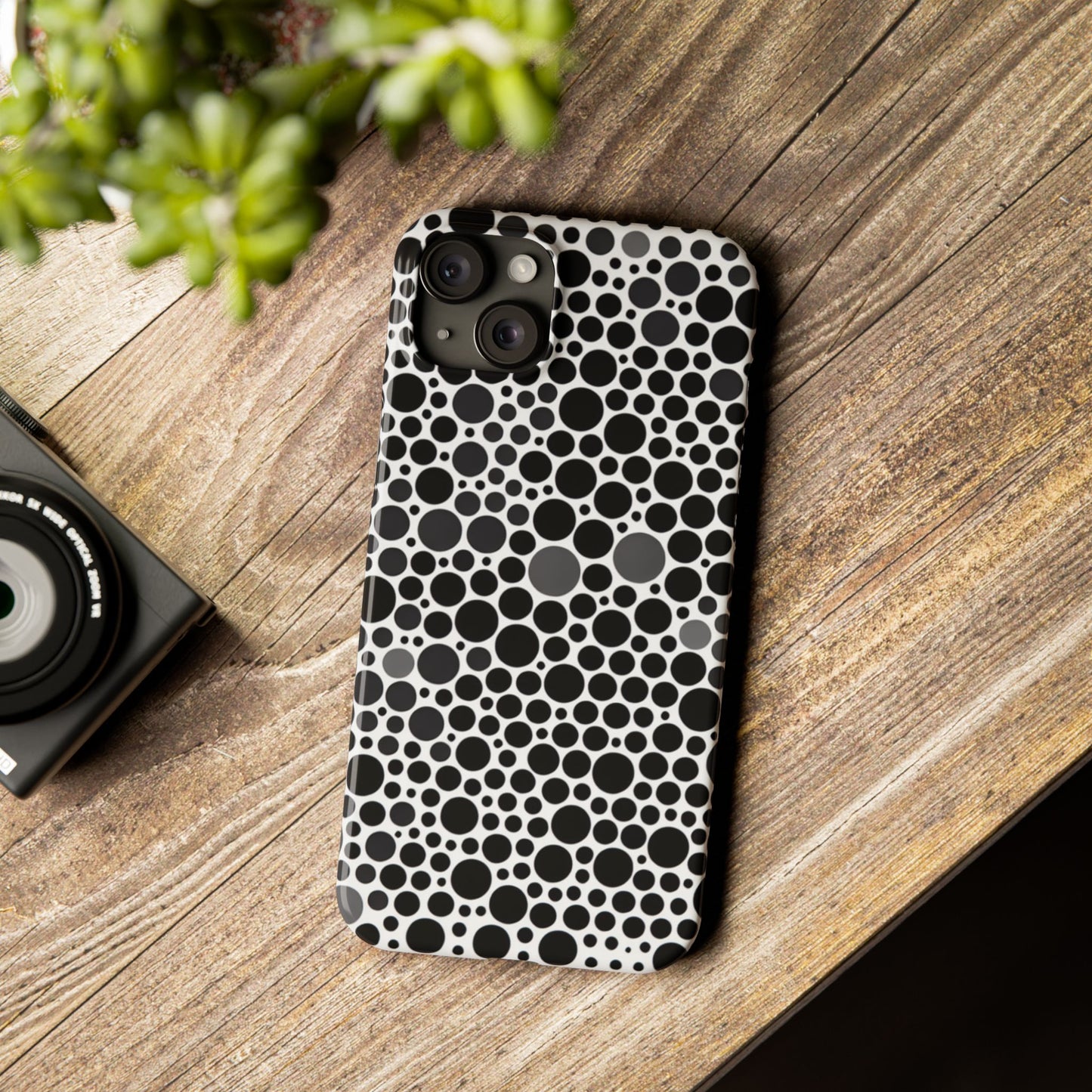 Modern Black Polka Dot Slim Phone Case - Stylish & Protective Cover