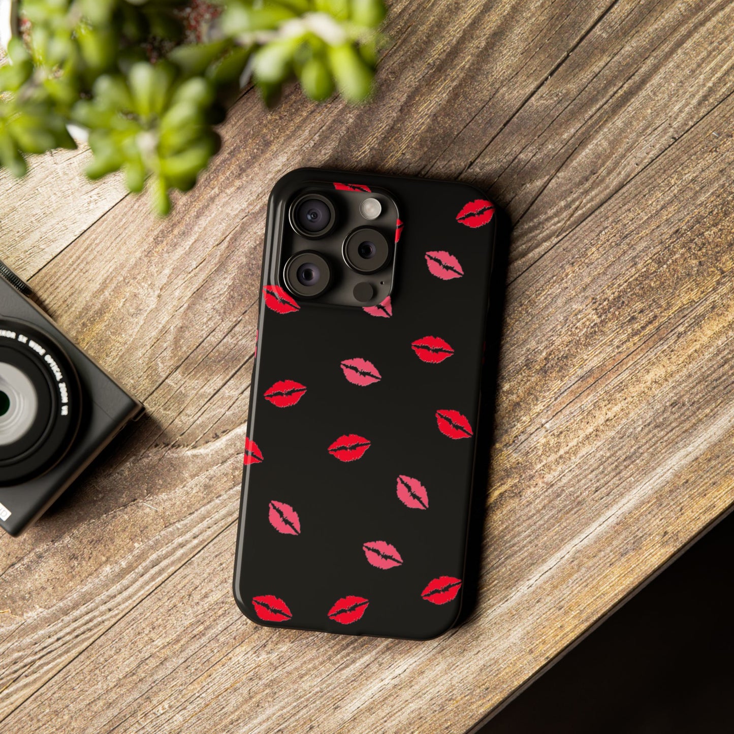 Kiss Mark Slim Phone Case - Chic Lip Print Design for Fashion Lovers