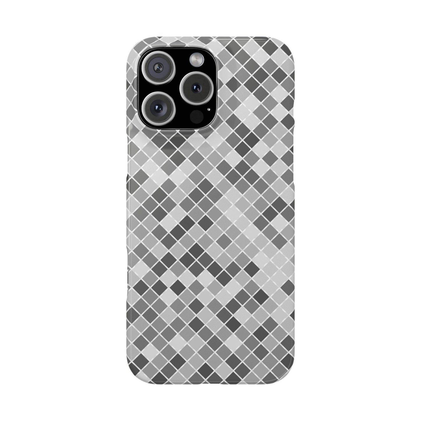 Chic Grey Mosaic Slim Phone Case - Stylish Protection for Modern Lifestyle