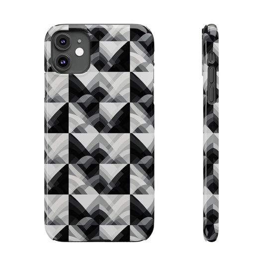 Stylish Black and Gray Slim Phone Case - Geometric Pattern for Modern Aesthetics