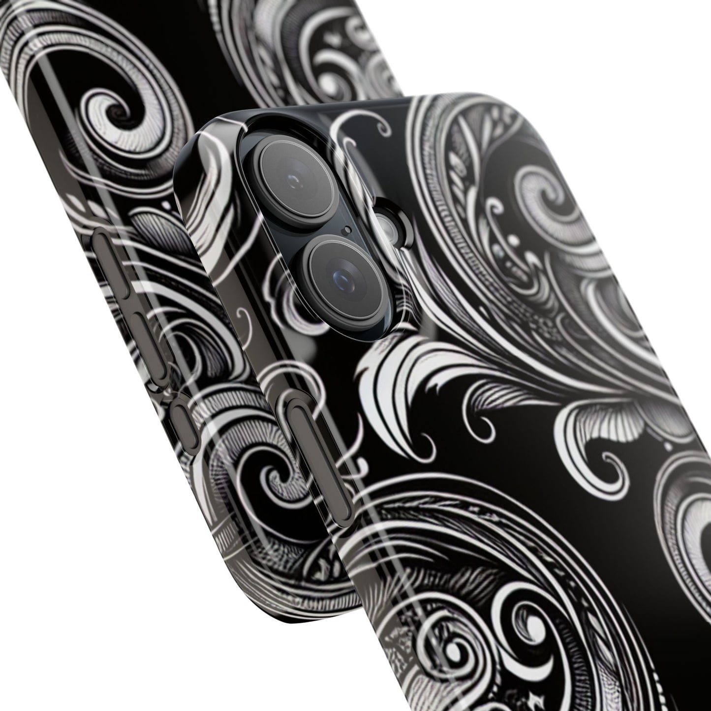 Elegant Black Swirl Slim Phone Case - Artistic Design for All Occasions