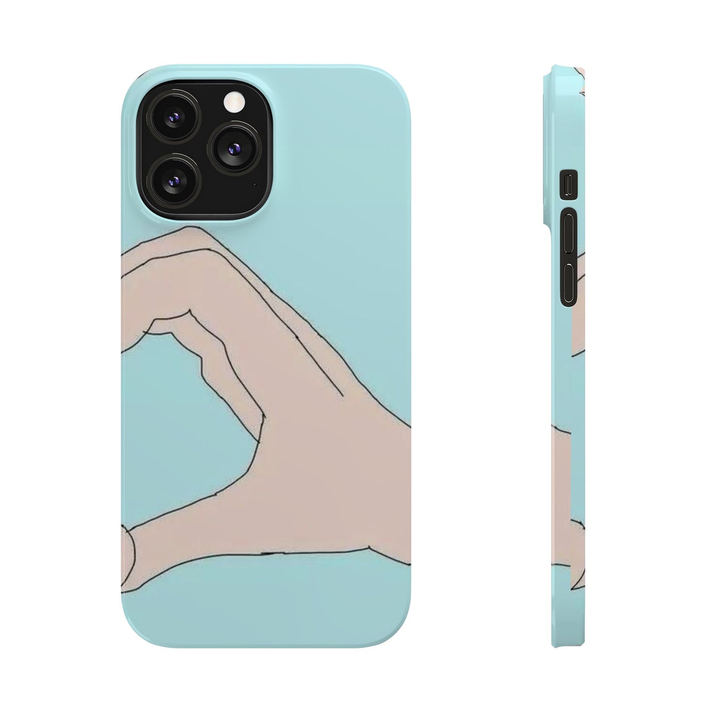 Artistic Heart Gesture Slim Phone Case - Perfect Gift for Loved Ones