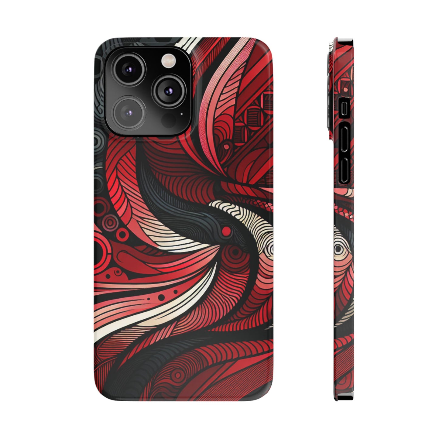 Artistic Red Swirl Slim Phone Case - Trendy Design for Stylish Protection