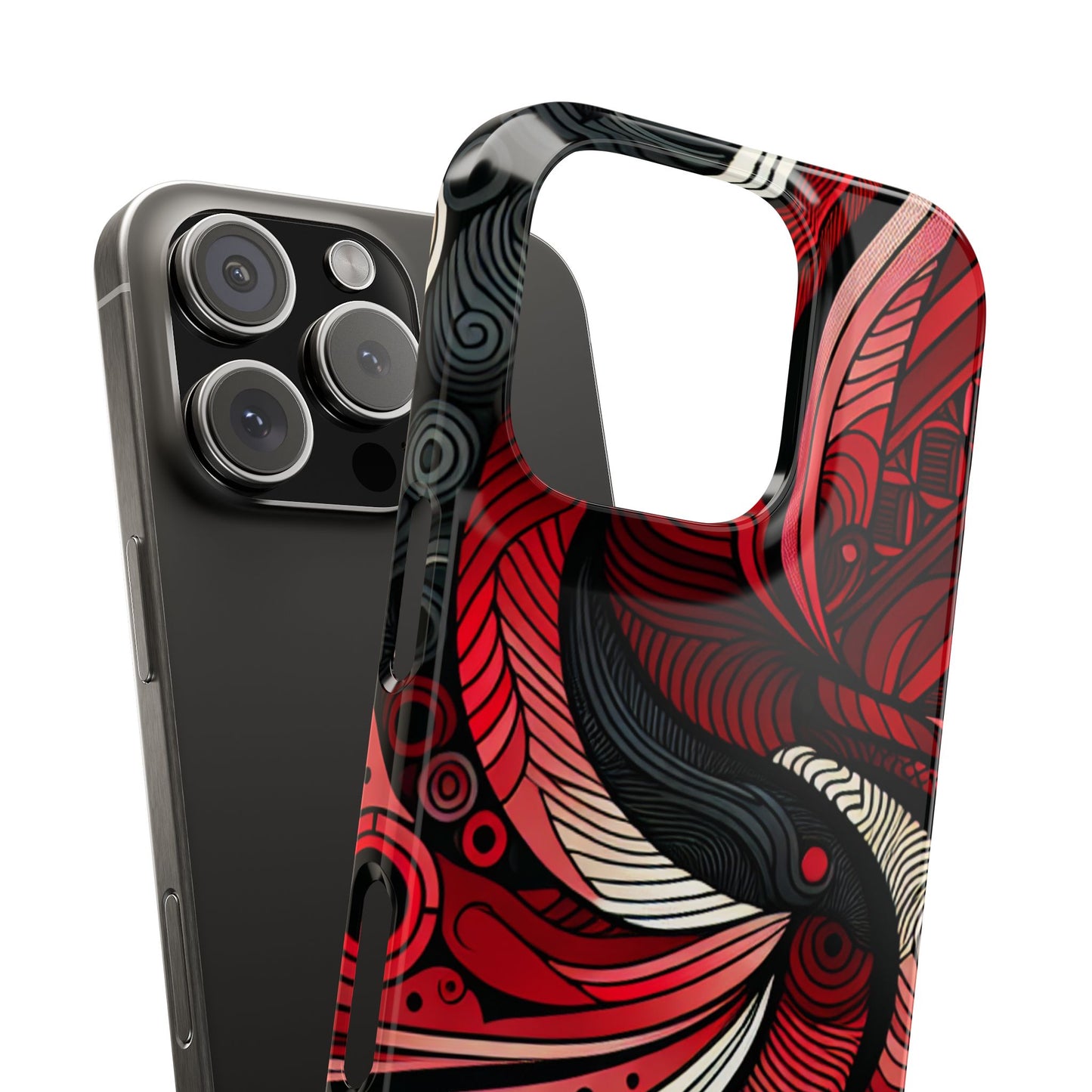 Artistic Red Swirl Slim Phone Case - Trendy Design for Stylish Protection