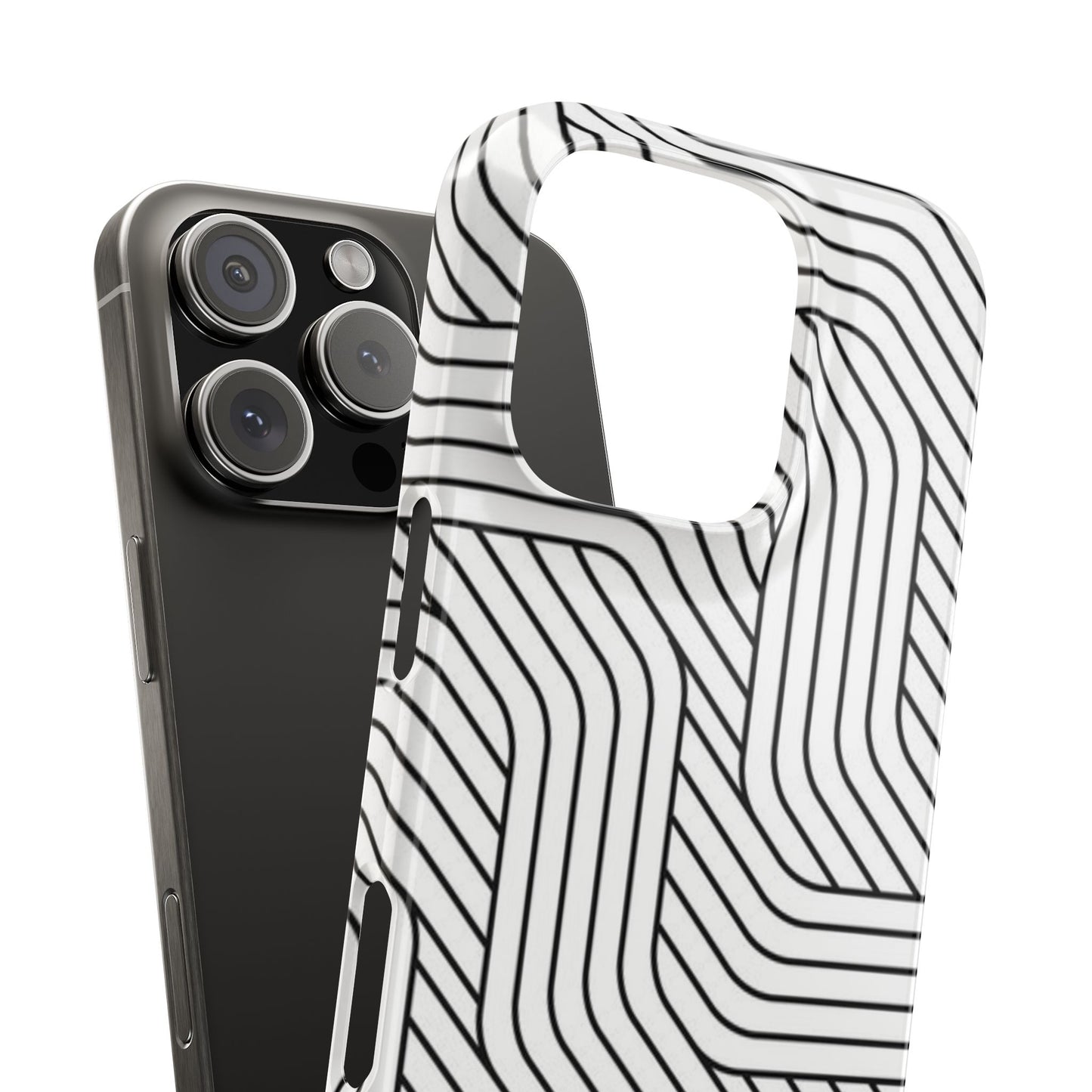 Stylish Geometric Slim Phone Case - Sleek Black and White Design for Minimalist Aesthetics