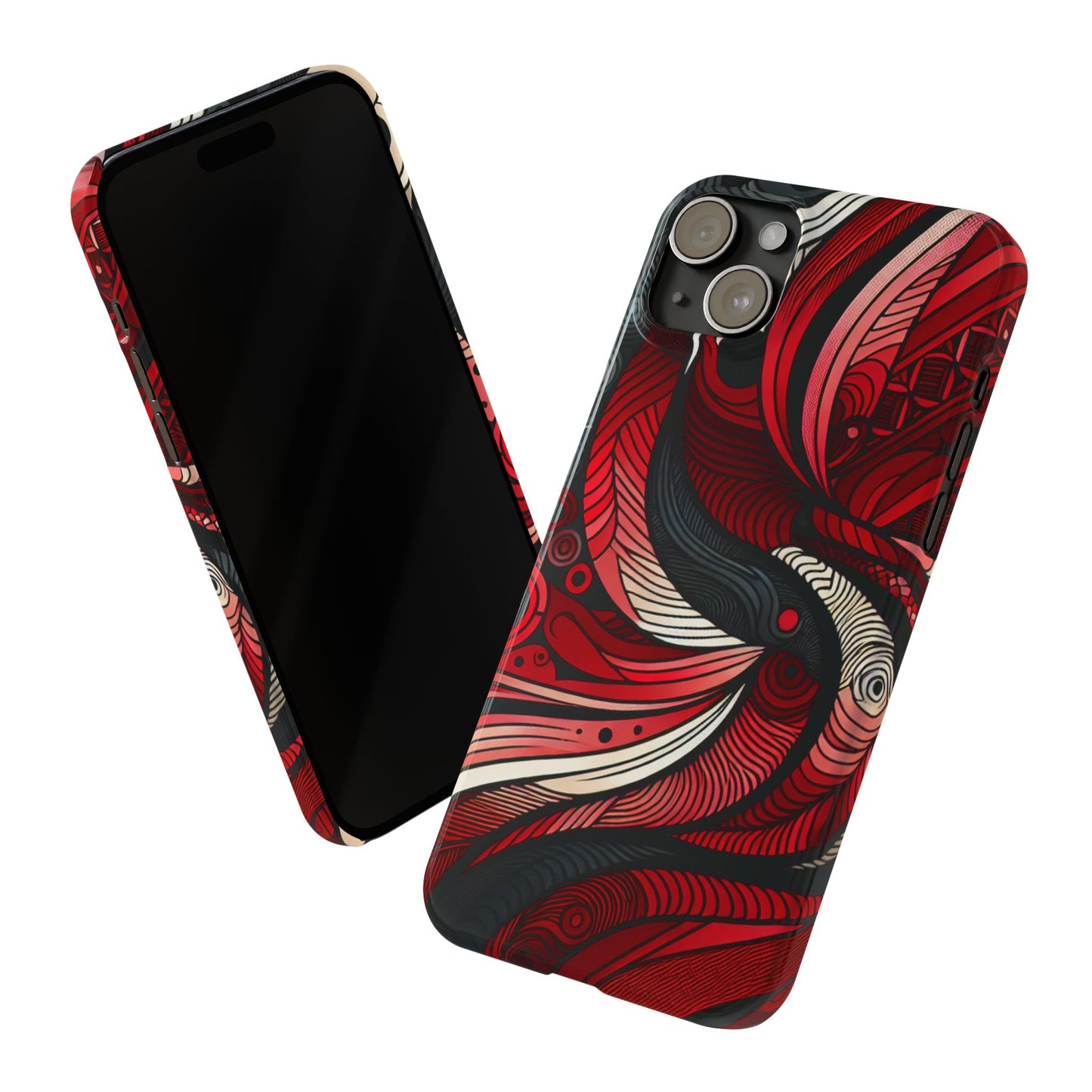 Artistic Red Swirl Slim Phone Case - Trendy Design for Stylish Protection