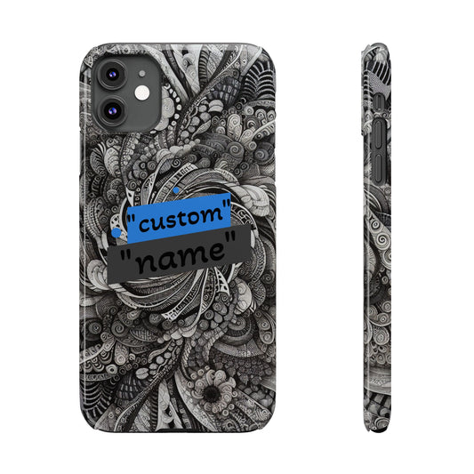 Customizable Slim Phone Cases - Personalized Black Swirl Design